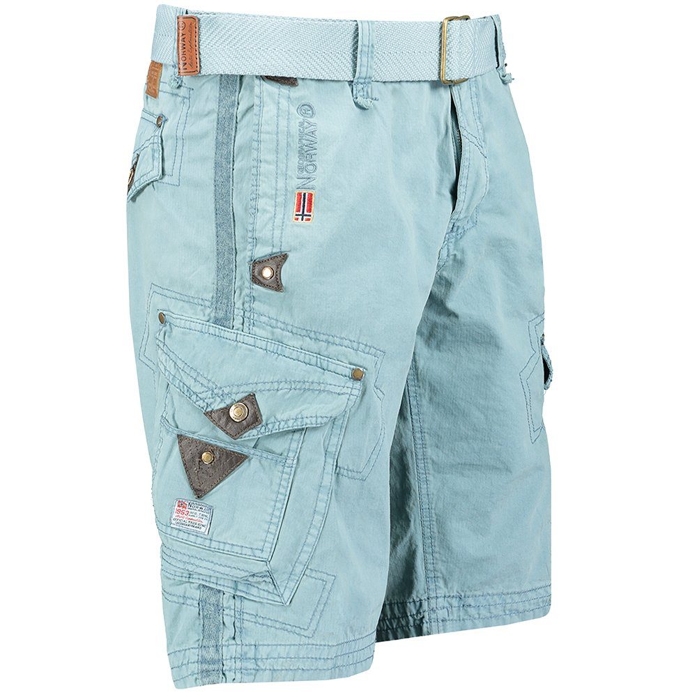 Geographical Norway Cargoshorts Herren BRPEANUT sky kurze 1-tlg) Hose Mit blau Gürtel (packung