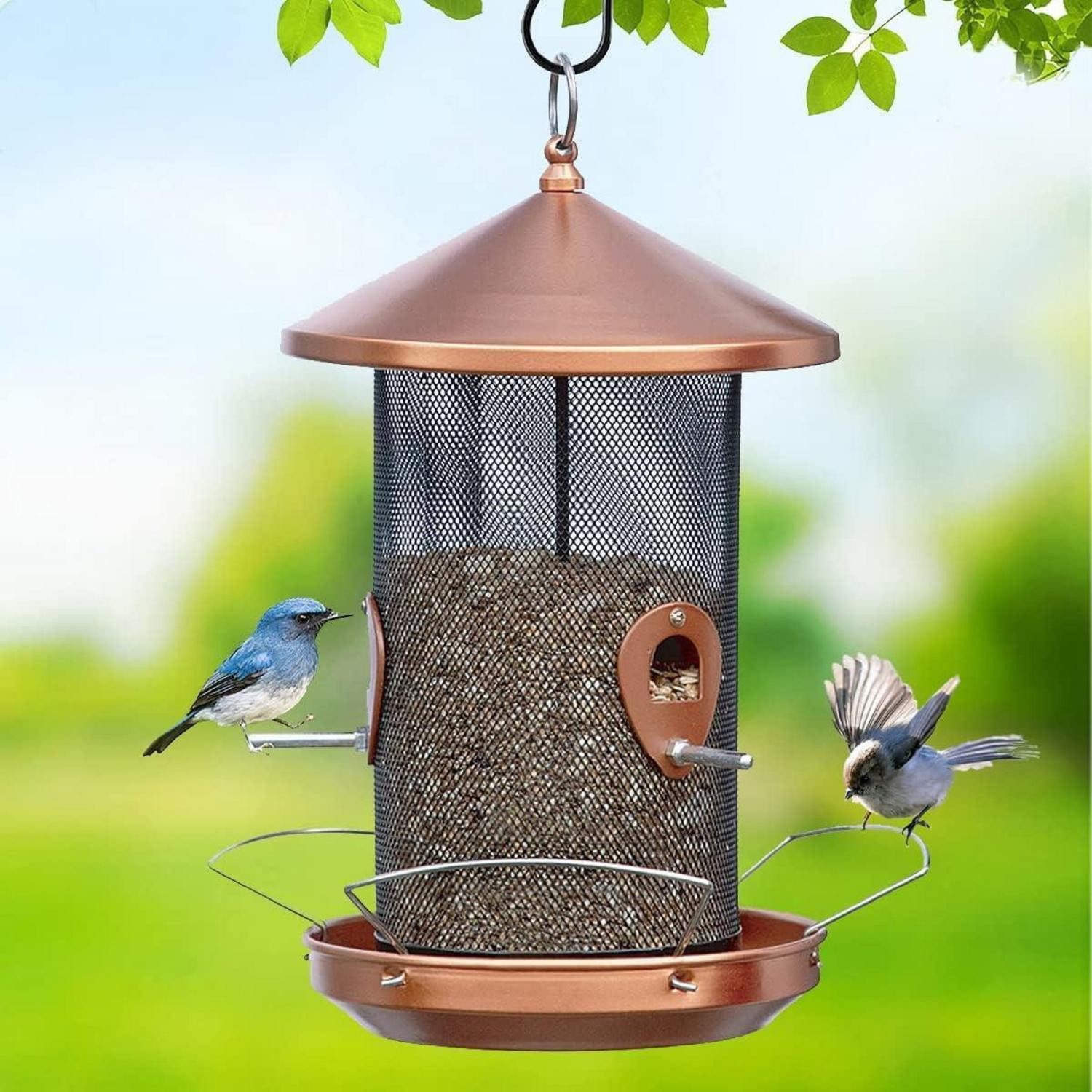 Vogelhaus Großes Metall-Vogelfutterhäuschen für Wildvogel - 32CM Mesh Screen