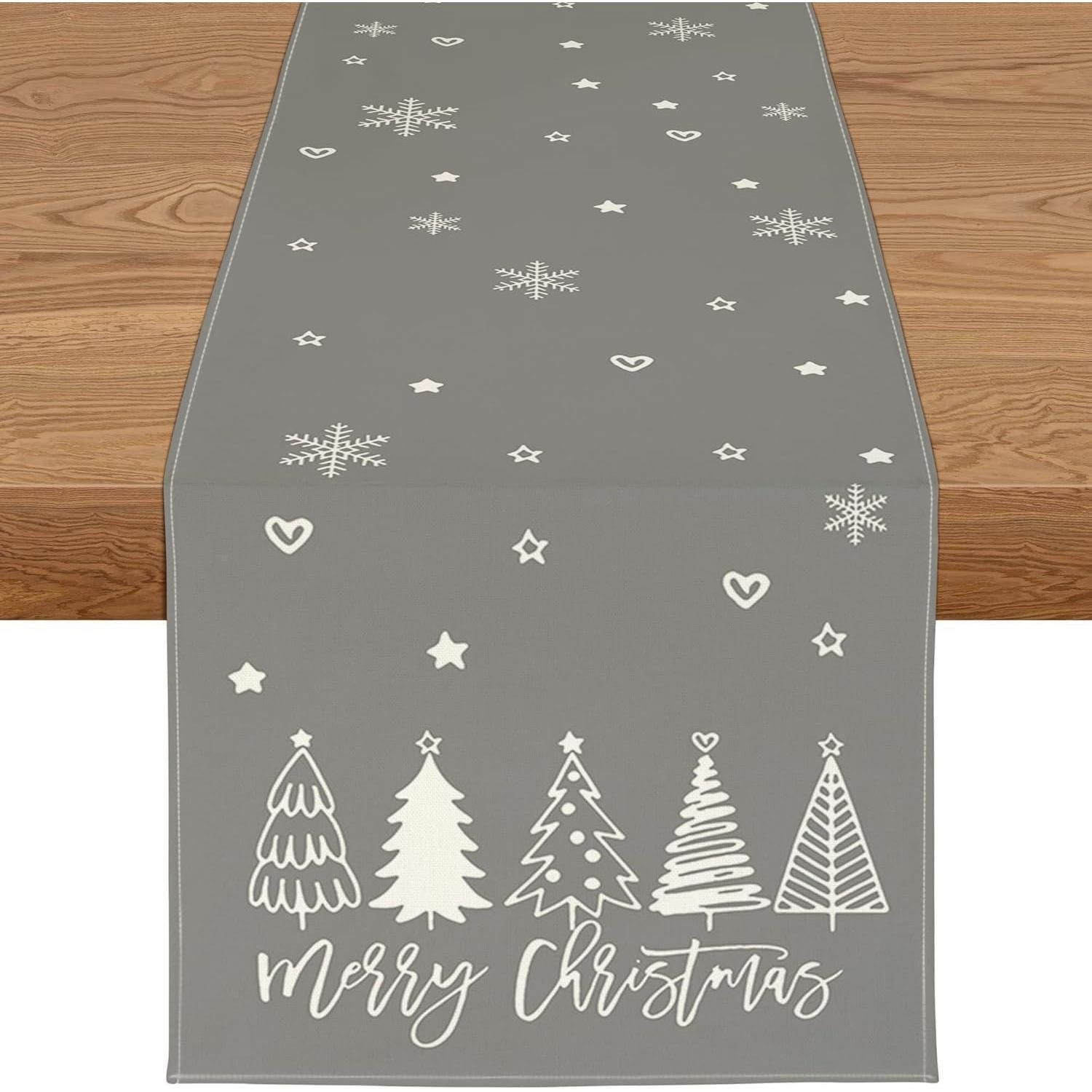 LuxusKollektion Tischläufer Tischläufer Weihnachtsdeko Wasserabweisend Grau 40 x 300 cm 1 Stück