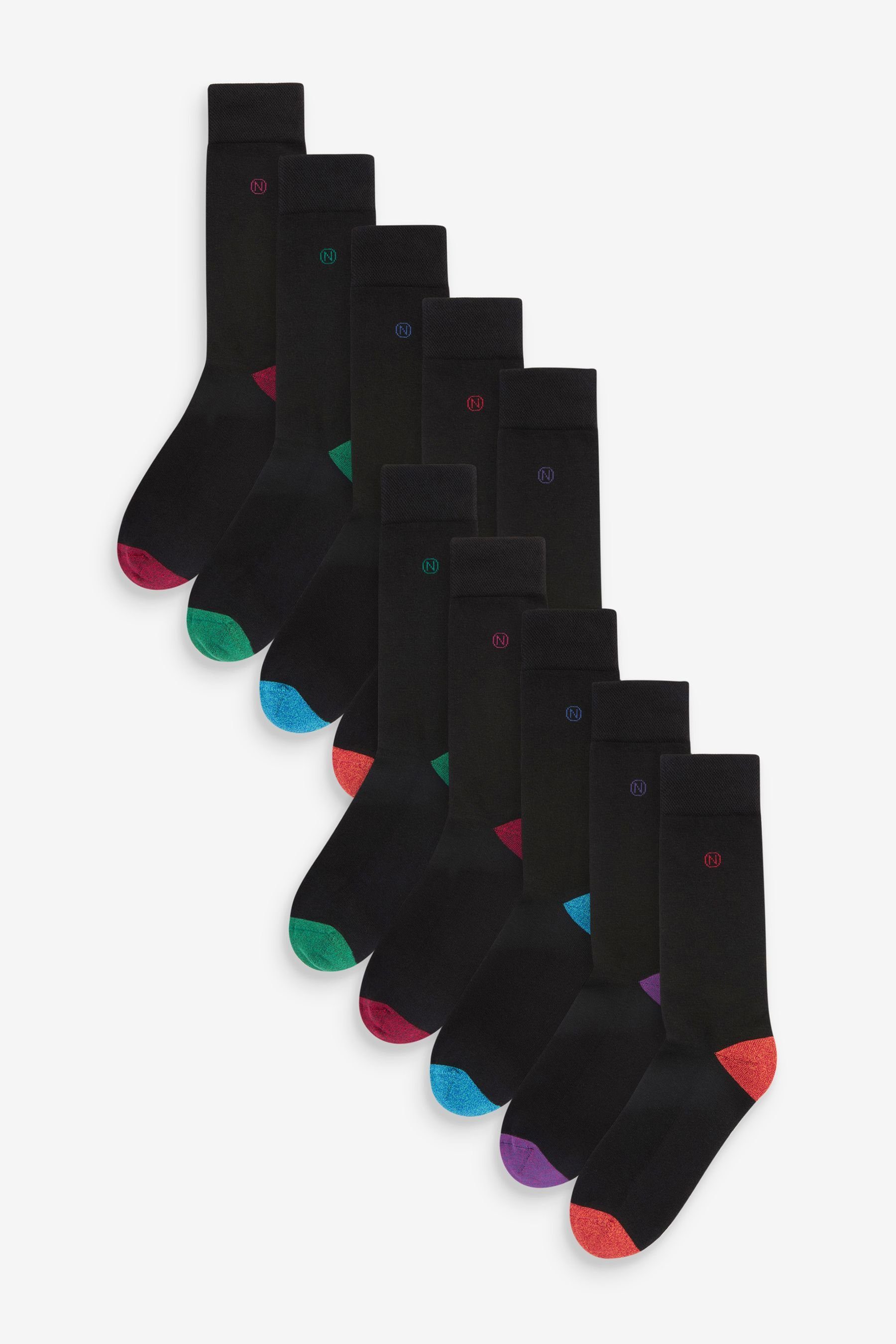 Next Kurzsocken Socken mit gepolsterter Sohle, 10er-Pack (10-Paar) Contrast Heel | Kurzsocken