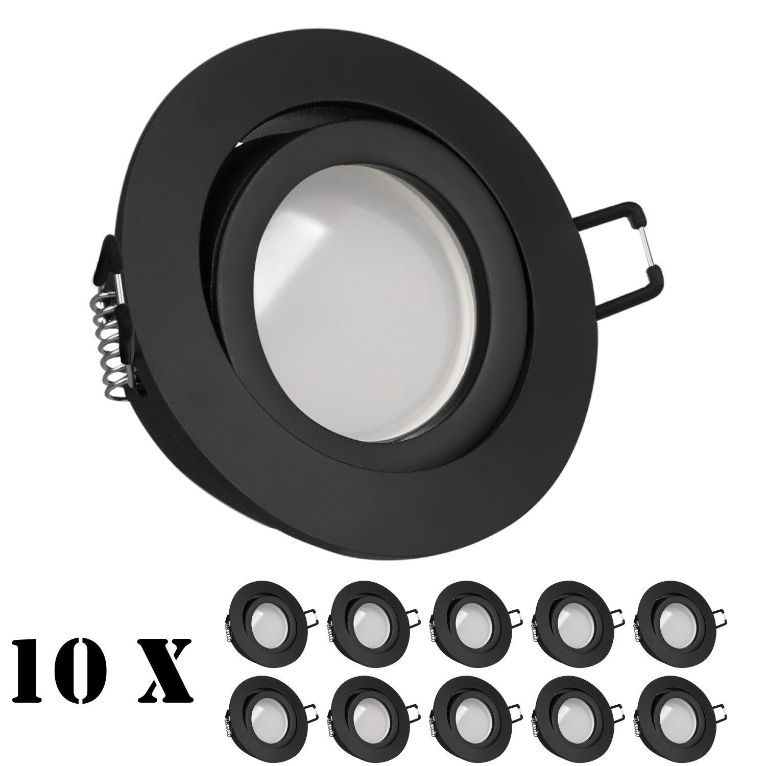Markenstrahl LED matt mit Einbaustrahler 10er schwarz Einbaustrahler GU10 LED LEDANDO SMD Set LED