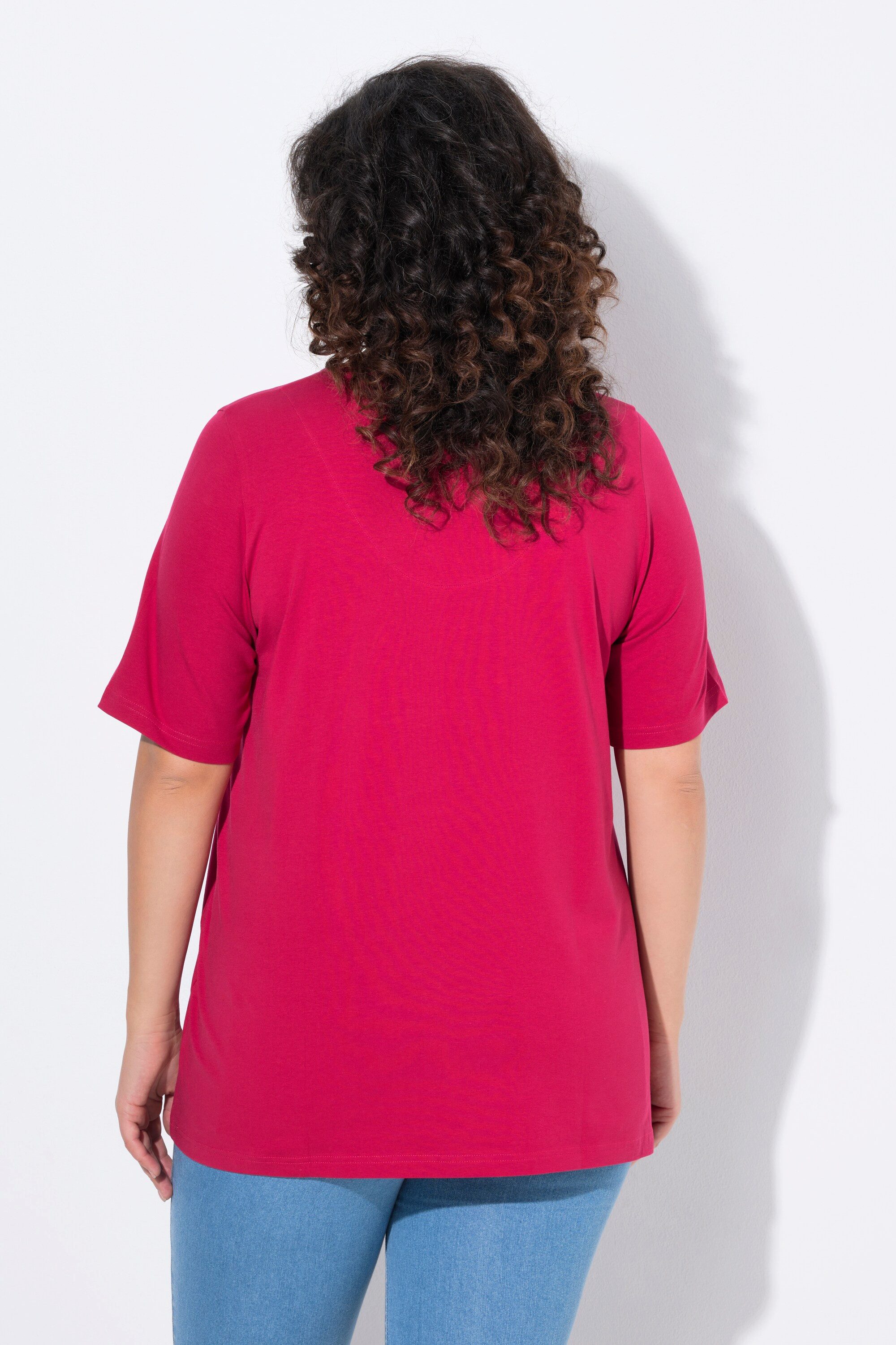 Ulla Popken T-Shirt T-Shirt A-Linie Tunika-Ausschnitt Halbarm