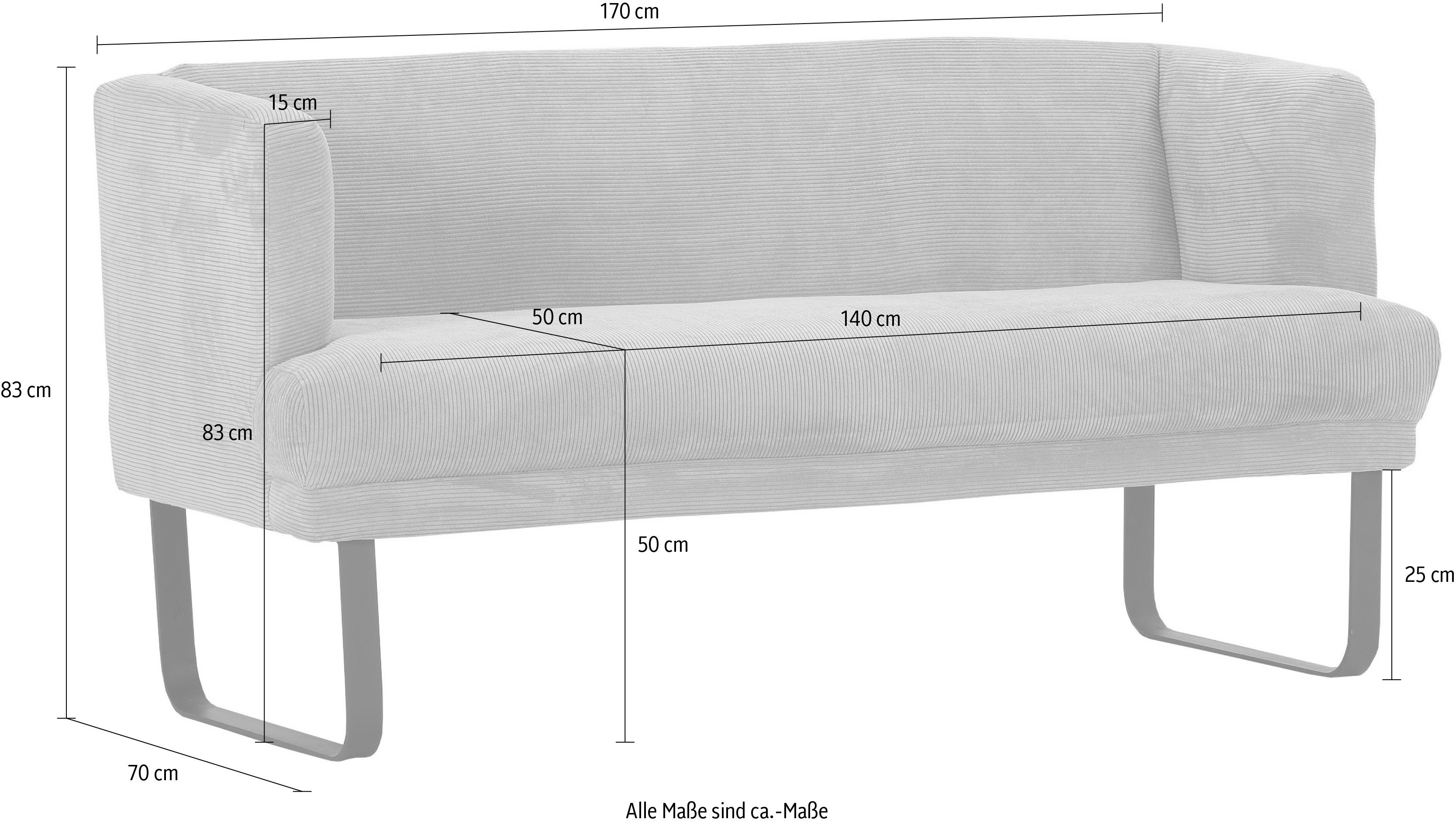Gutmann Factory Küchensofa, Breite 170 cm, Metallfüße