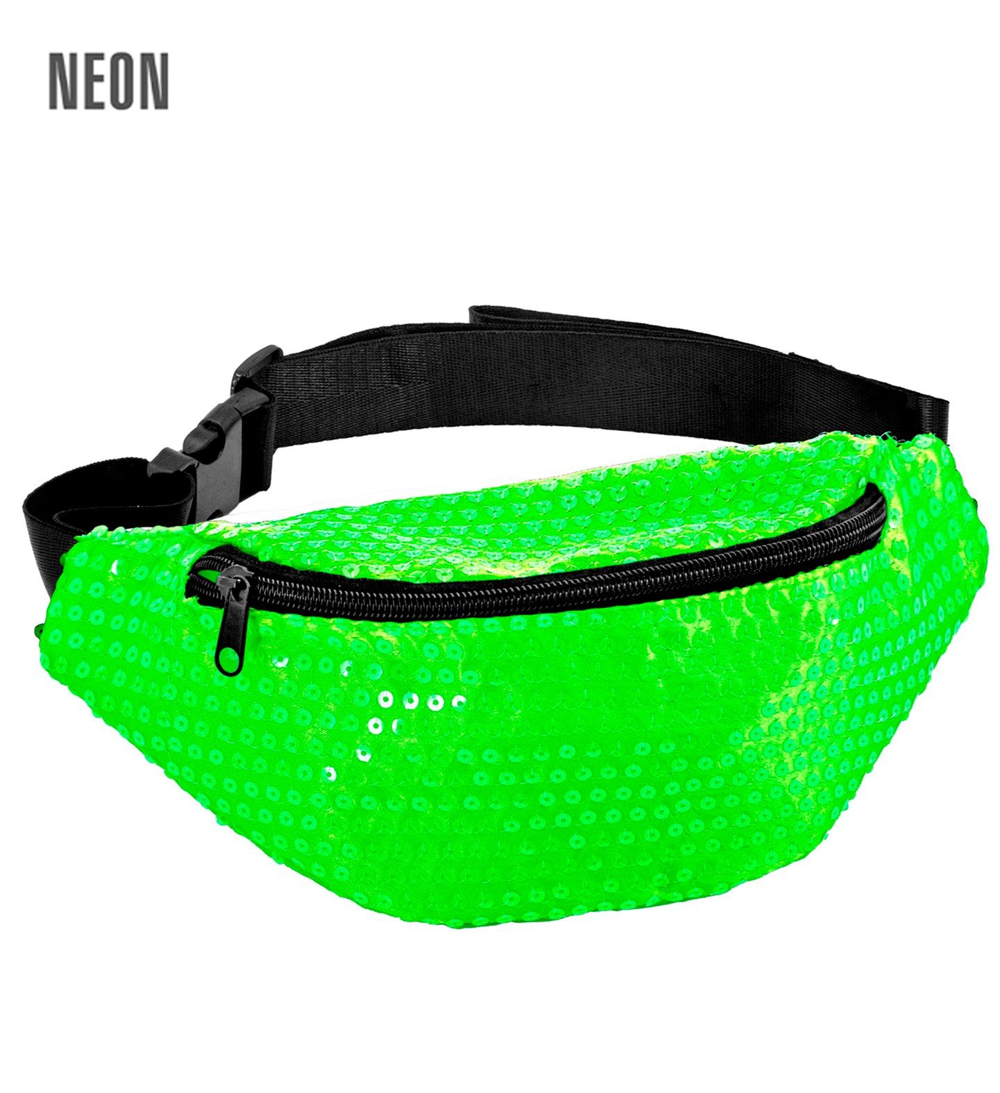 Widmann S.r.l. Kostüm Neon Bauchtasche mit Pailletten, Grün
