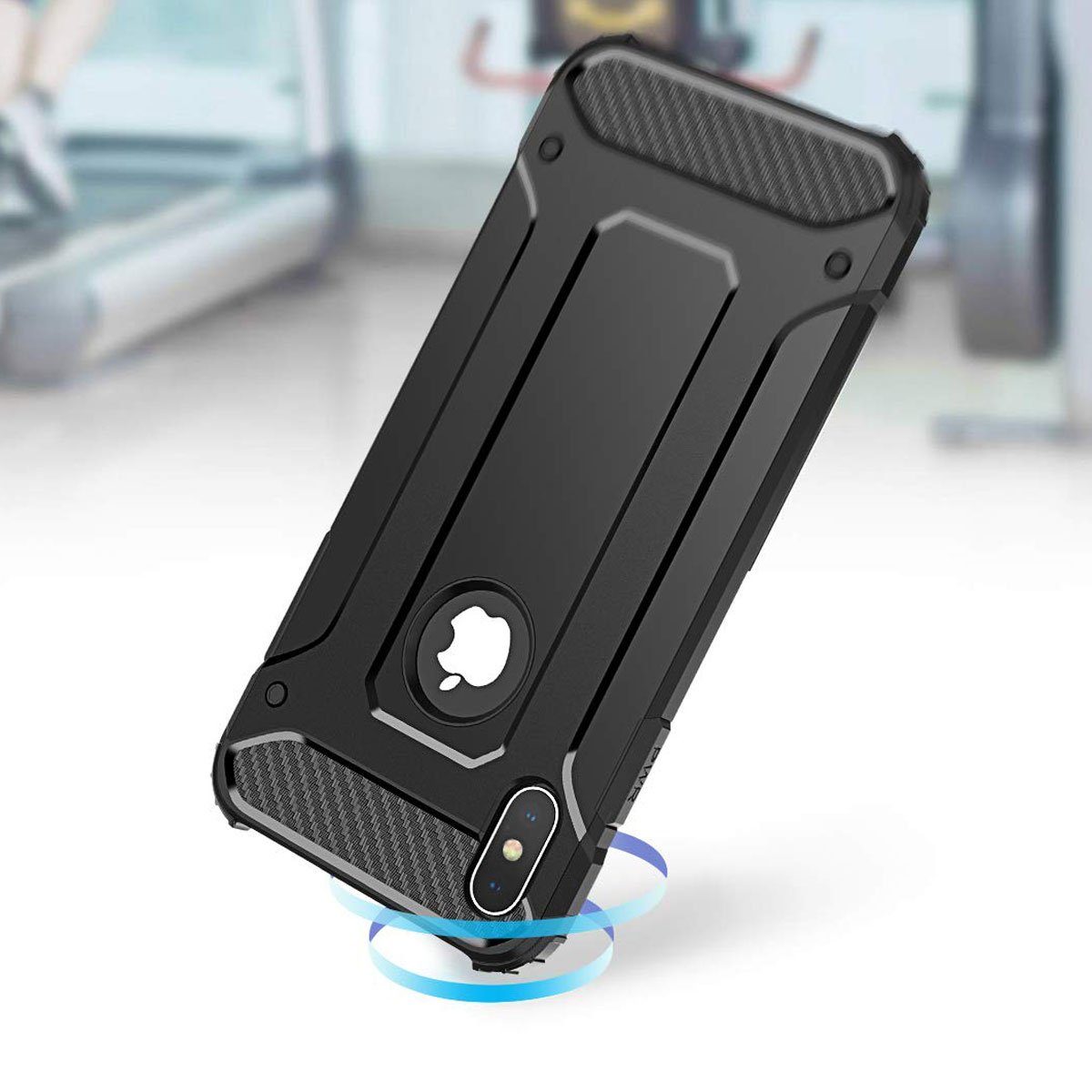 FITSU Handyhülle Outdoor Hülle für iPhone X Schwarz, Robuste Handyhülle Outdoor Case stabile Schutzhülle mit Eckenschutz