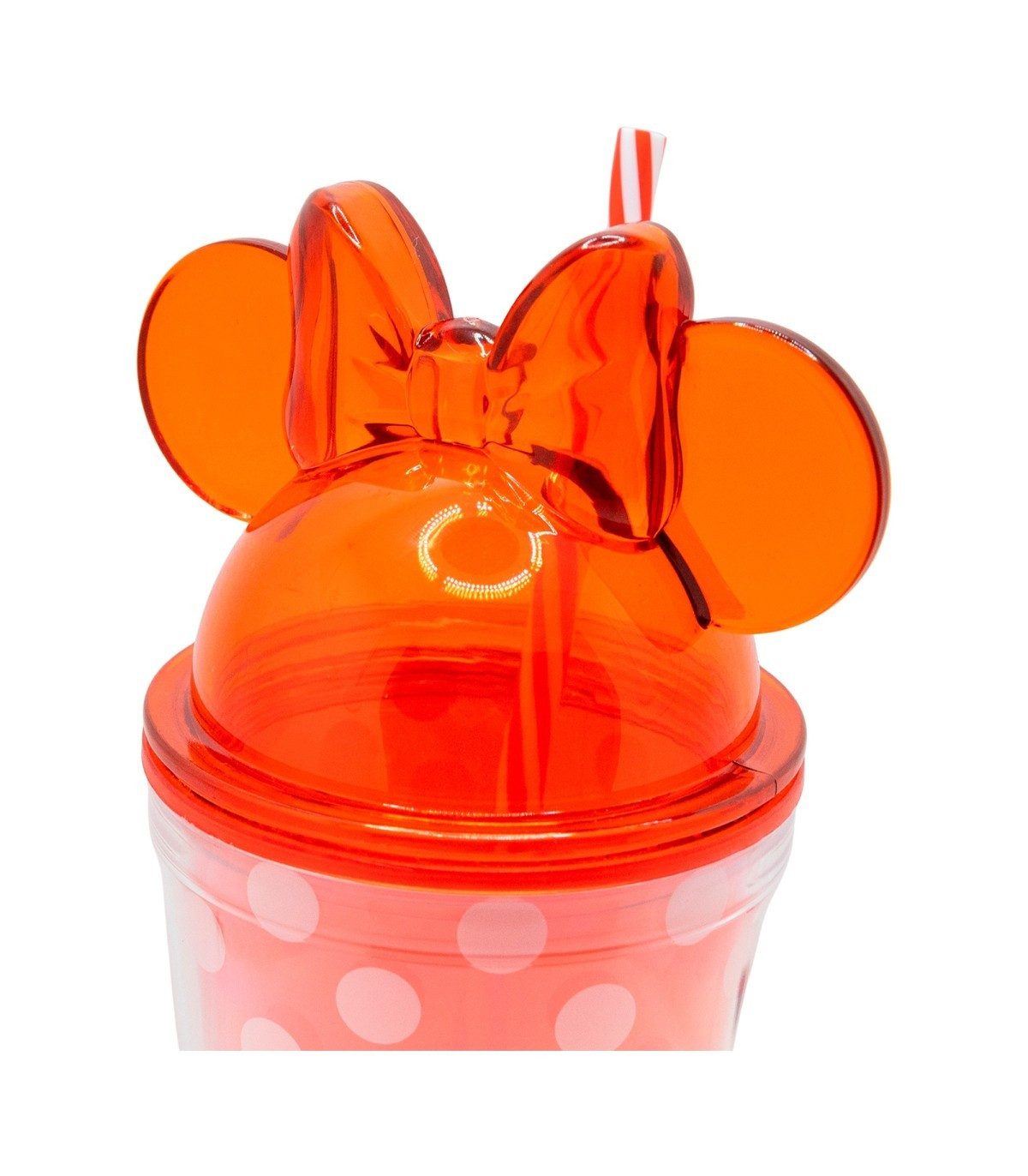 Disney Becher Minnie Mouse 3D Trinkbecher 535 ml mit Strohhalm und Schraubdeckel