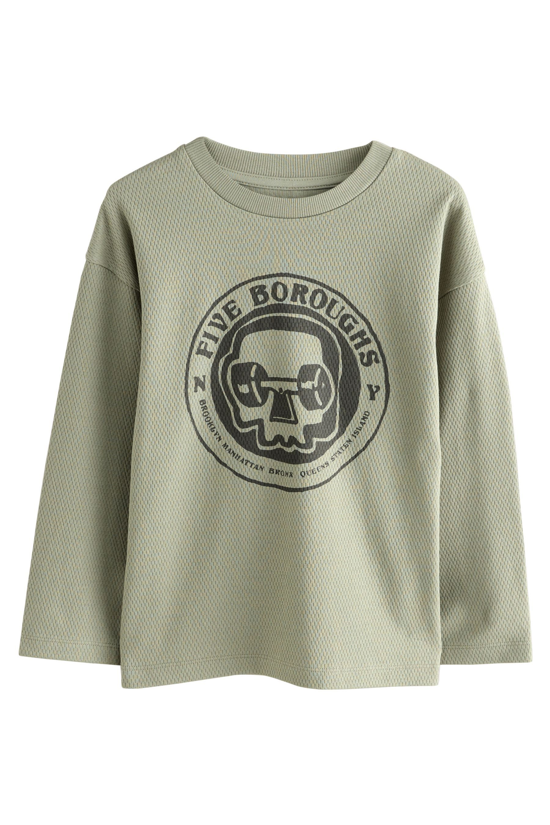 Langarmshirt Strukturiertes Langarmshirt mit Grafik