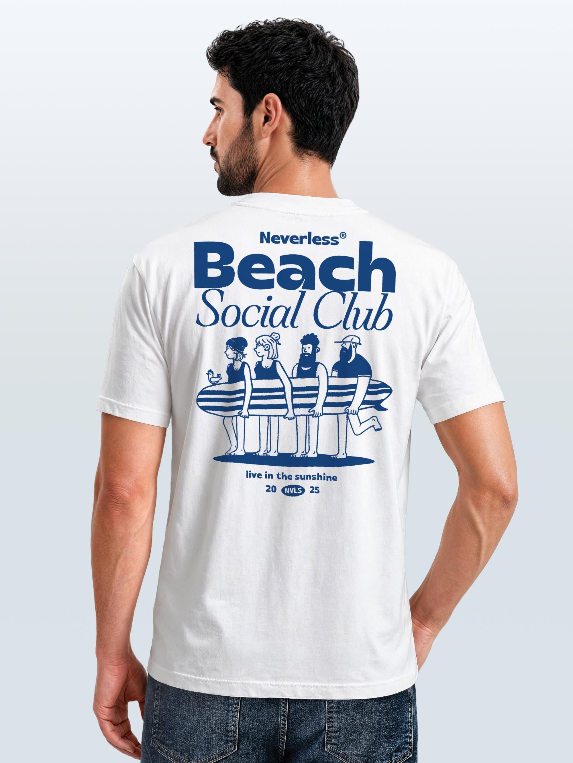 Neverless Print-Shirt Herren T-Shirt Backprint Beach Social Club Surfer Grafik mit Print – Bild 3 von 5