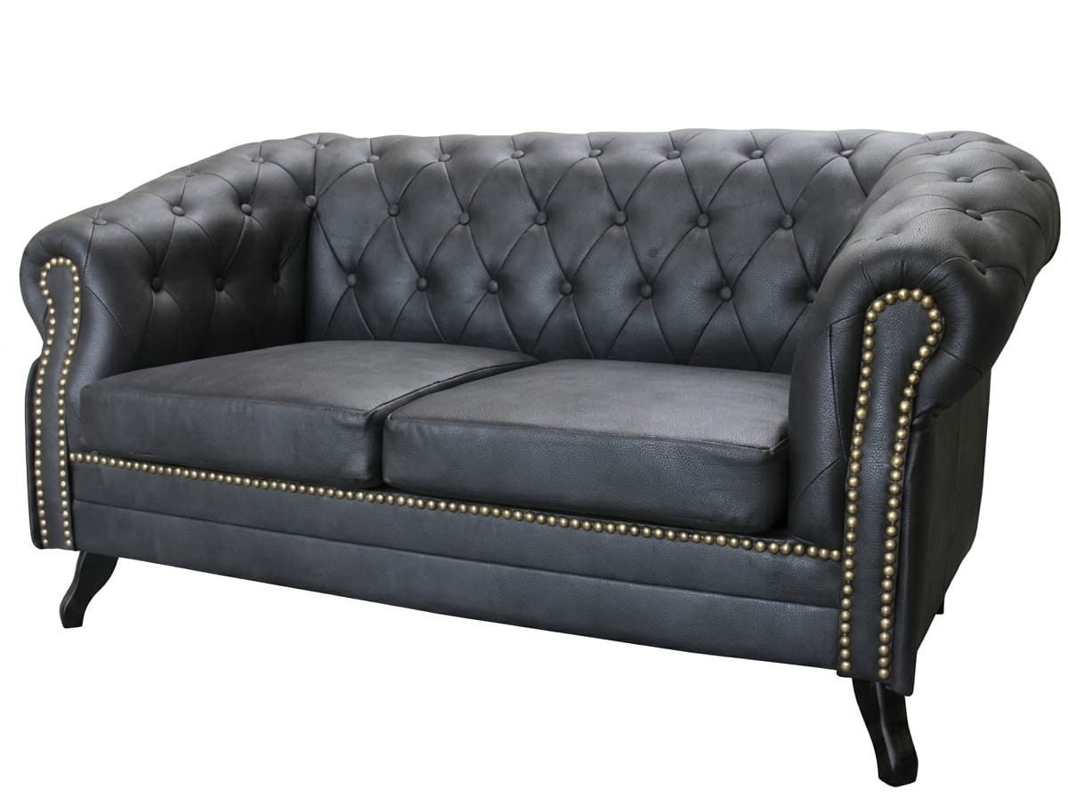 JVmoebel Chesterfield-Sofa Dunkelgraues Ledersofa Gestepptes Sofa Wohnzimmermöbel Chesterfield, 1 Teile, Made in Europa