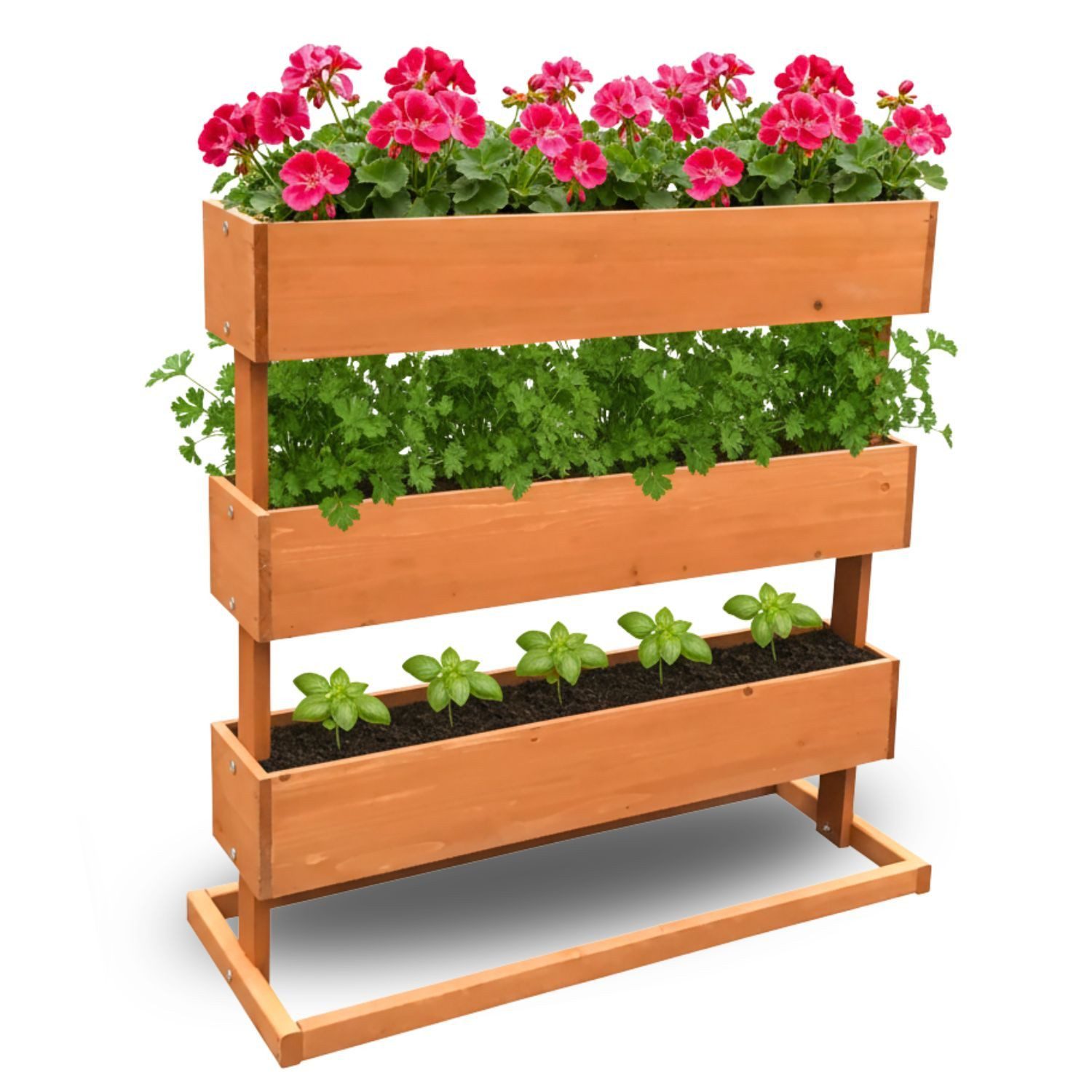 Coemo Hochbeet (1 St), Vertikalbeet aus Holz mit 3 Pflanzkästen Blumenkasten Frühbeet