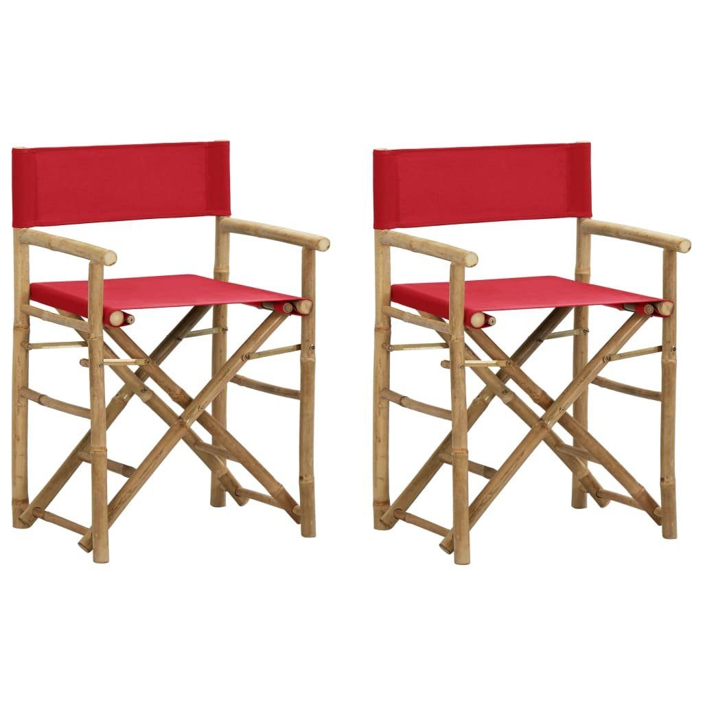 vidaXL Gartenstuhl Klappbare Regiestühle 2 Stk. Rot Bambus und Stoff (2 St) Rot | Rot