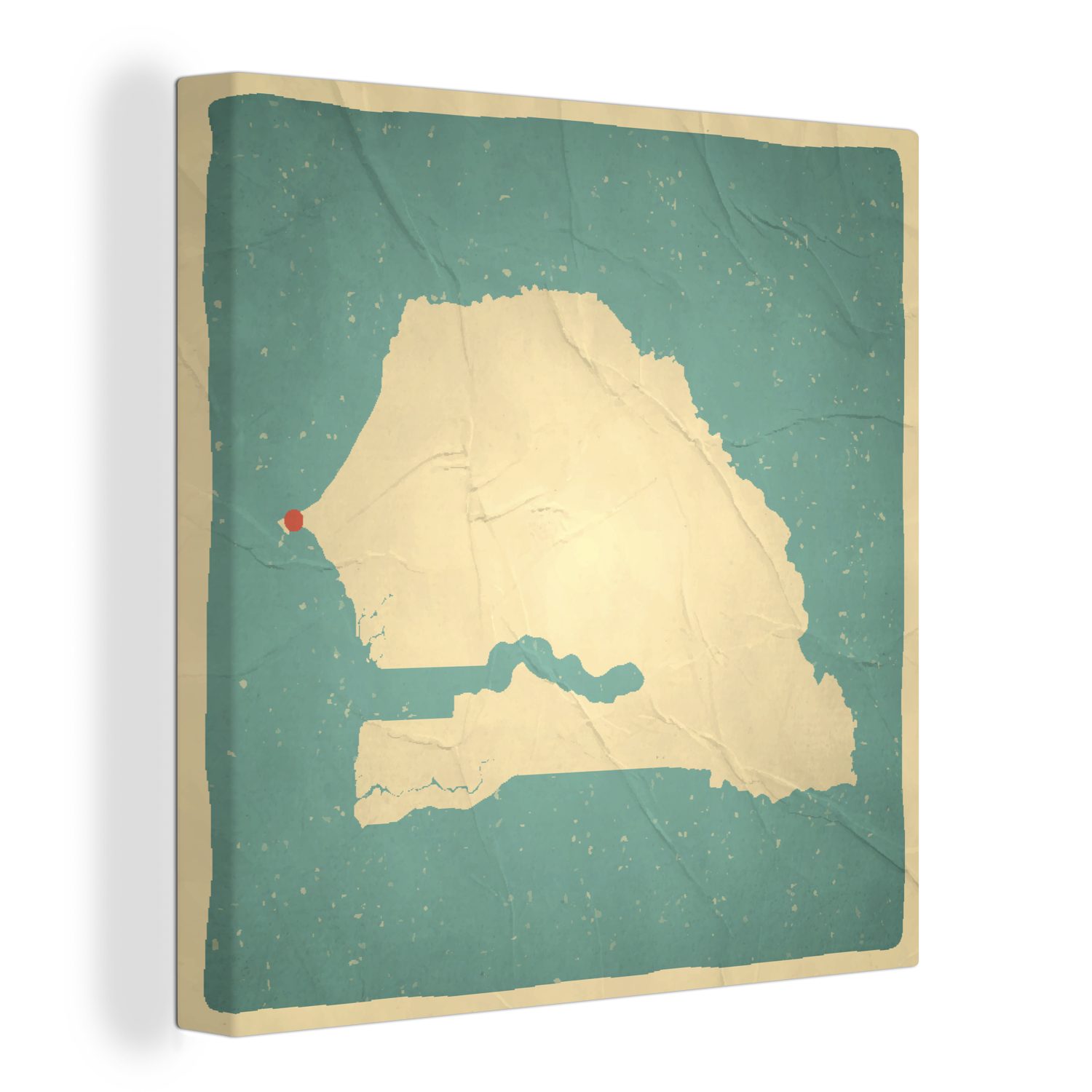 Dakar Illustration Schlafzimmer Karte Senegal Leinwandbild für OneMillionCanvasses® und Wohnzimmer Bilder St), von einer (1 im Retro-Stil, Leinwand
