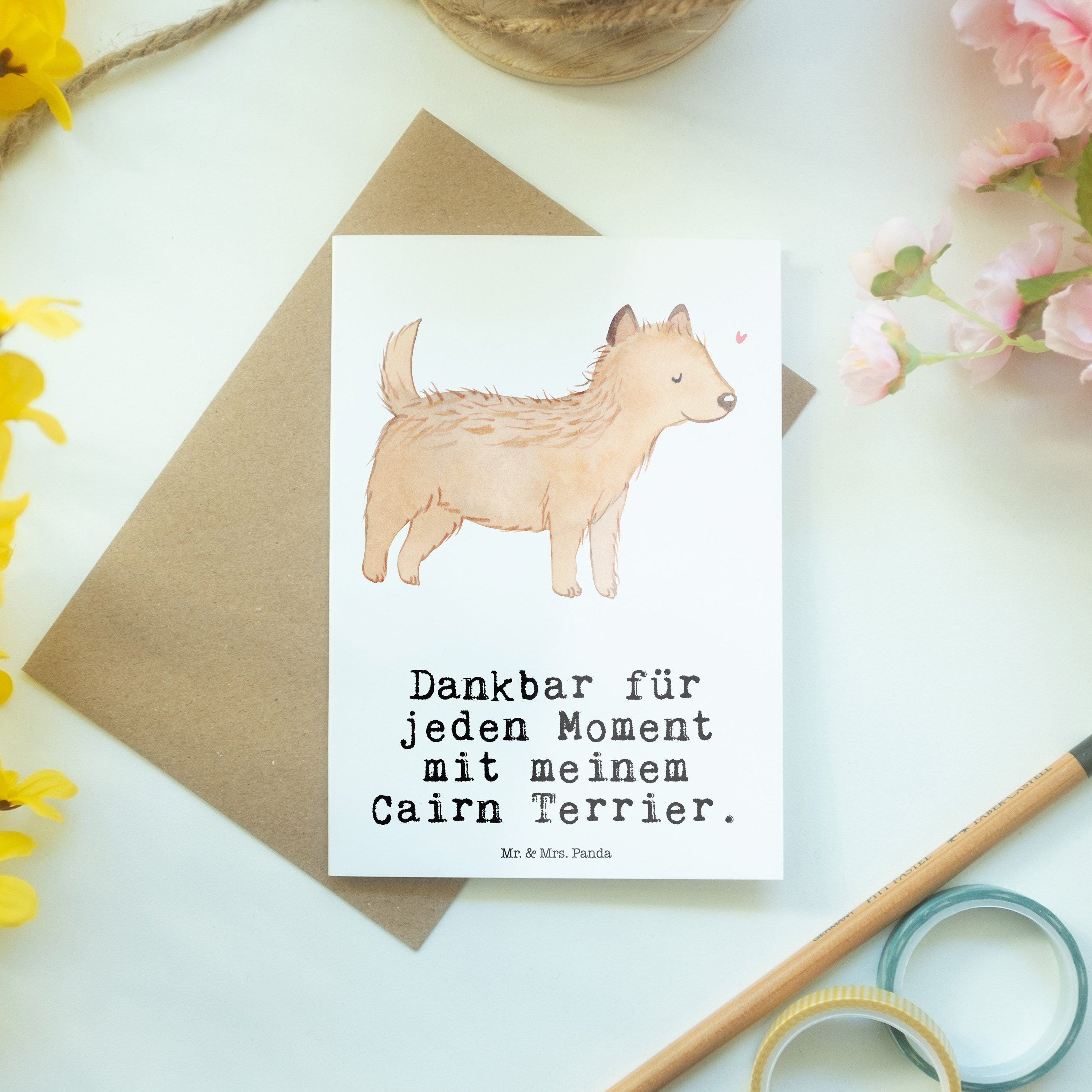 Terrier Klappkarte, - Panda Tierfreund Geschenk, Weiß Grußkarte - Cairn Mr. & Hund, Mrs. Moment