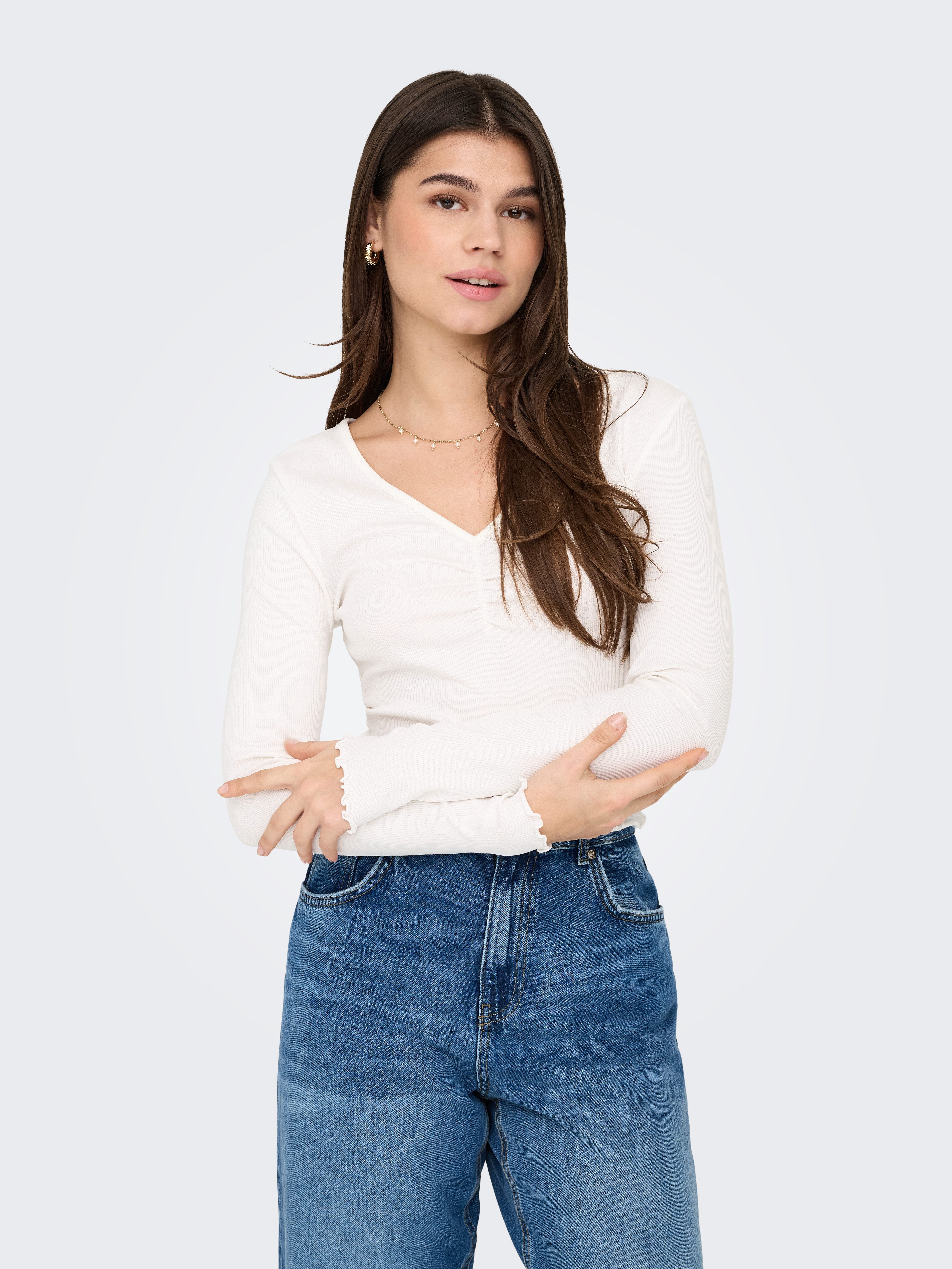 ONLY Langarmshirt ONLBETTY L/S V-NECK TOP günstig online kaufen