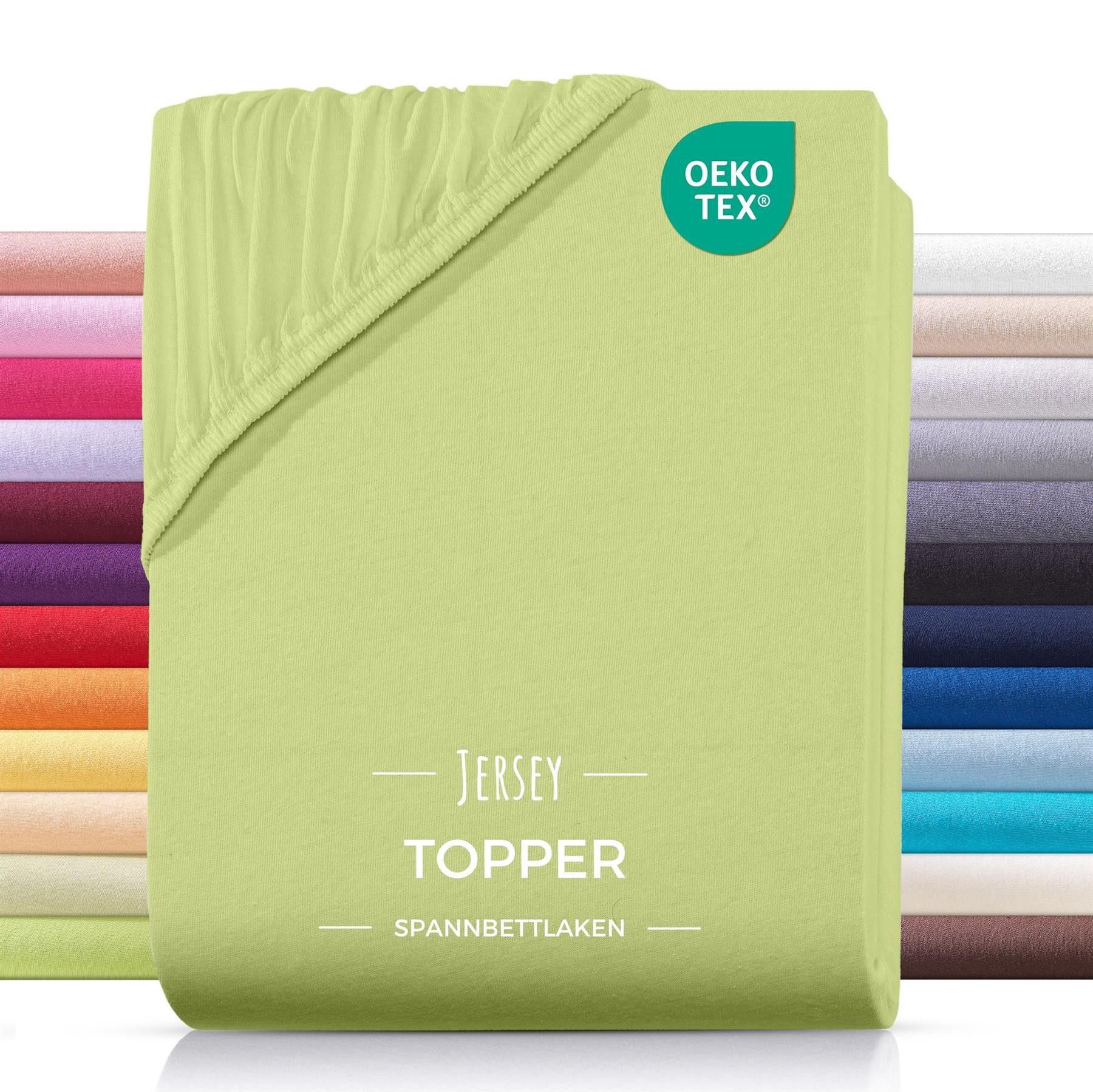 Carpe Sonno Spannbettlaken Topper Spannbetttuch Jersey 140x200 160x200 180x200 200x200 Baumwolle, Jersey, Gummizug: rundum, (1 Stück), Topper Spannbettlaken 180x200 für Matratzen bis 10cm Höhe