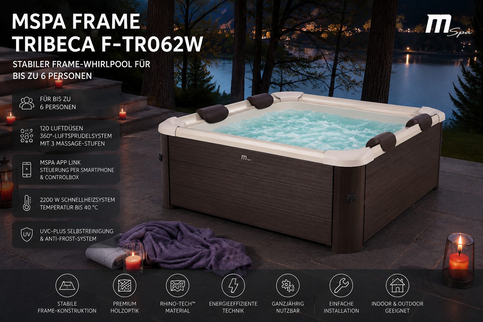 Whirlpool Whirlpool TRIBECA 2026 XXL 6P. - ganzjährig Outdoor Pool - F-TR062W