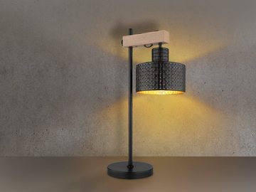 meineWunschleuchte LED Tischleuchte, LED wechselbar, warmweiß, groß-e ausgefallen-e Nachttisch-lampe dimmbar Schwarz Gold-en, H 55cm