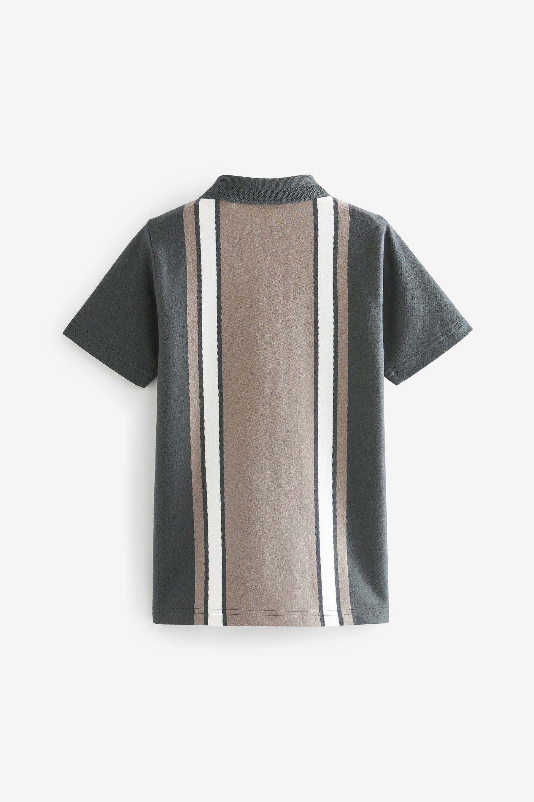 Next Poloshirt Kurzärmeliges Polohemd Reißverschluss Vertical mit Colourblock (1-tlg) Neutral