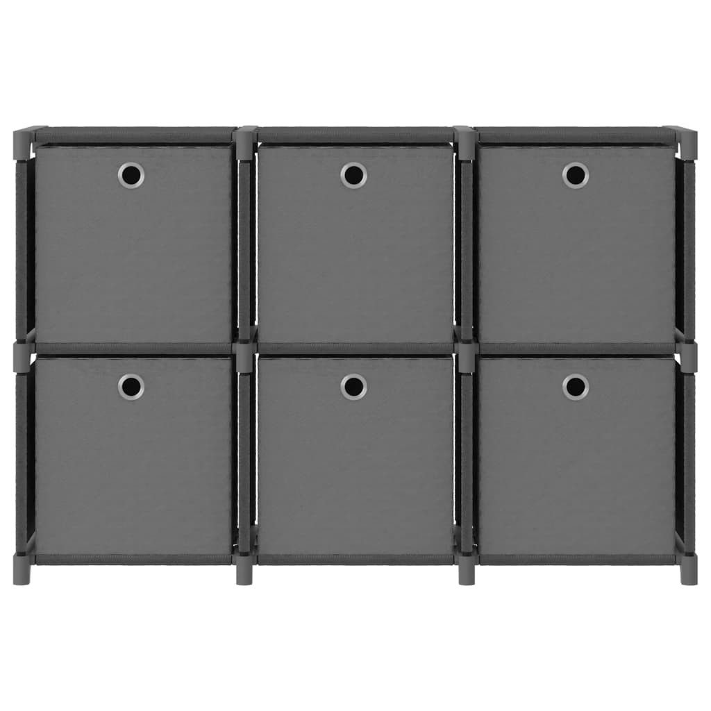 vidaXL Regalwürfel, Würfelregal mit 6 Boxen Grau 103x30x72,5 cm Stoff