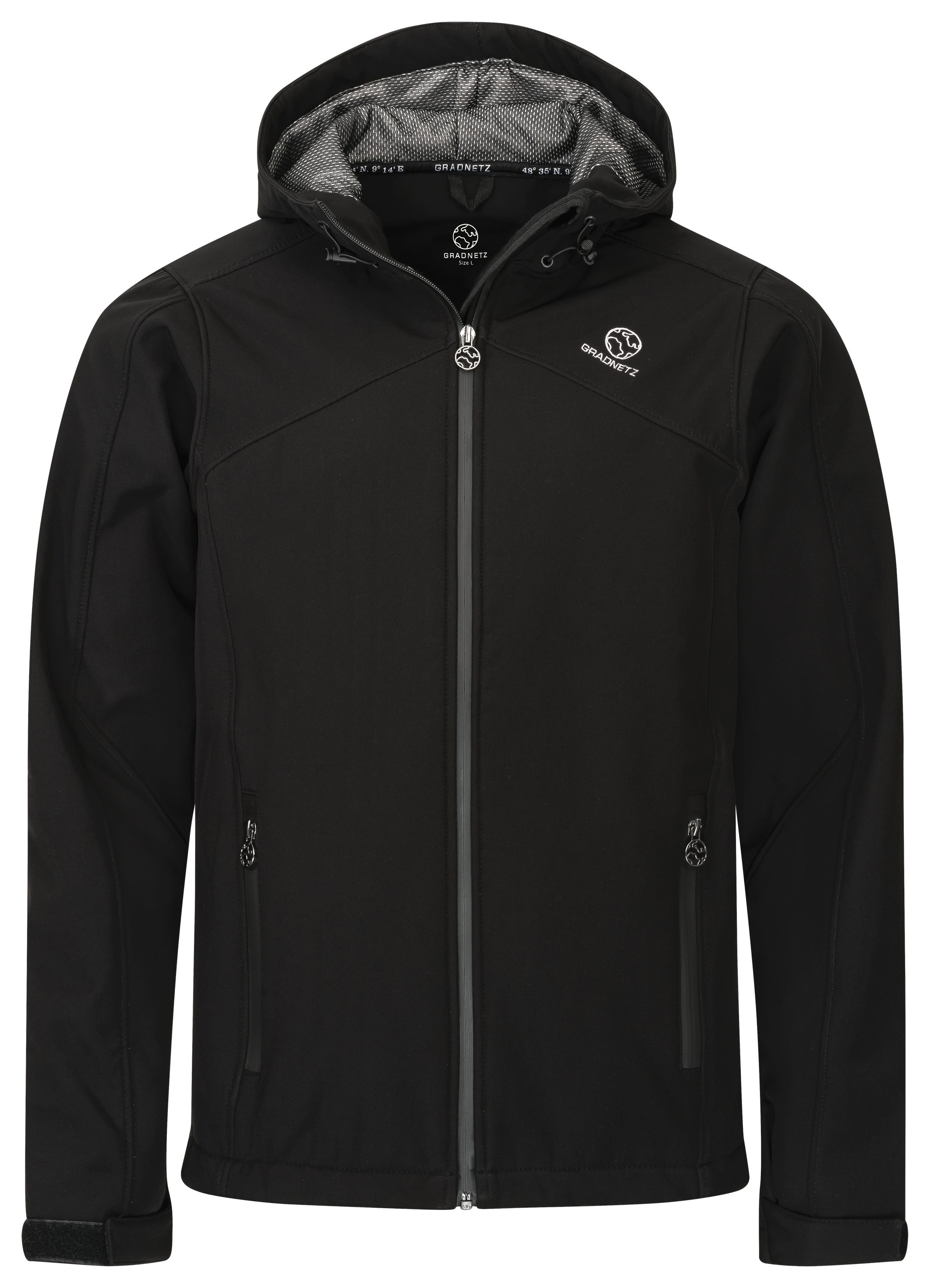 Gradnetz Softshelljacke Herren schwarz (1-St) Kapuze mit Gummizug günstig online kaufen