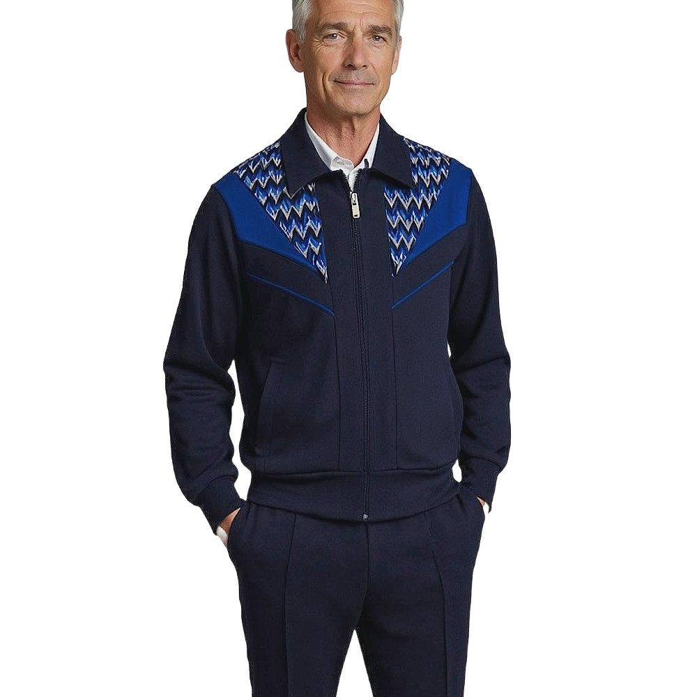 Herbold Sportswear Trainingsanzug Herren Freizeitanzug Hausanzug mit Kontrasteinsatz (2-tlg), auch in Kurzgrößen, mit Reißverschluss-Taschen und Biesennaht – Bild 3 von 5