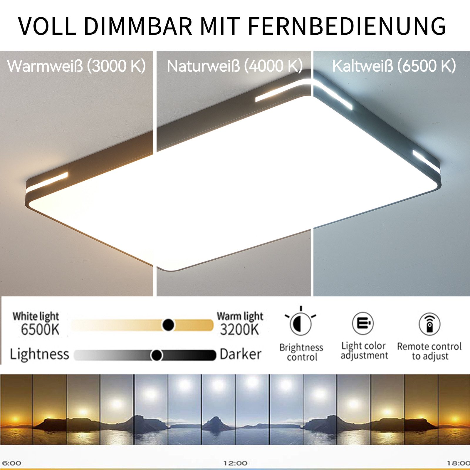 style home LED Deckenleuchte Modern Deckenlampe für Wohnzimmer Schlafzimmer, 192W-Dimmabr 3000-6000K, LED fest integriert, warmweiß bis kaltweiß dimmbar mit Fer – Bild 5 von 5