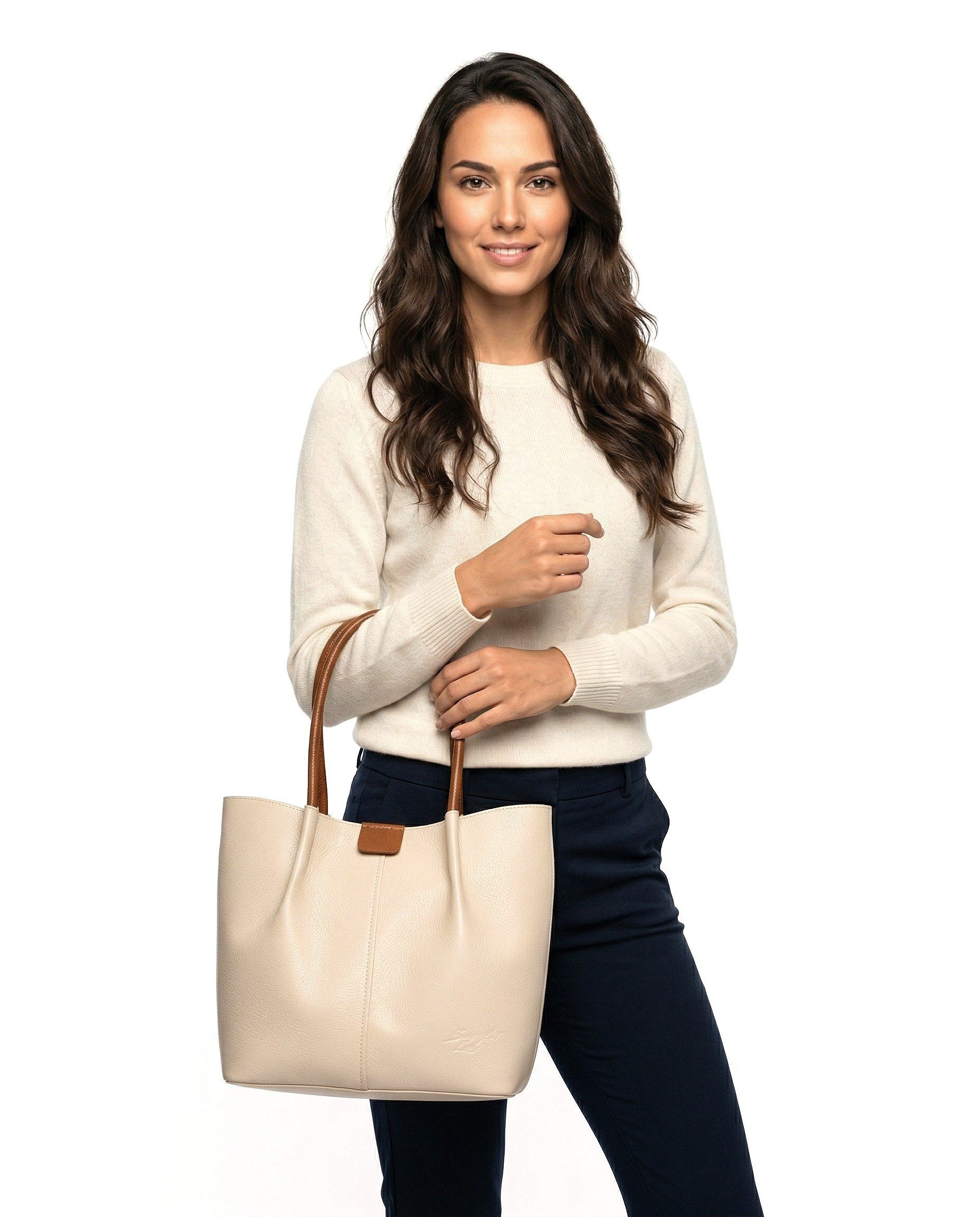 Samantha Look Henkeltasche, echt Leder, Made in Italy
