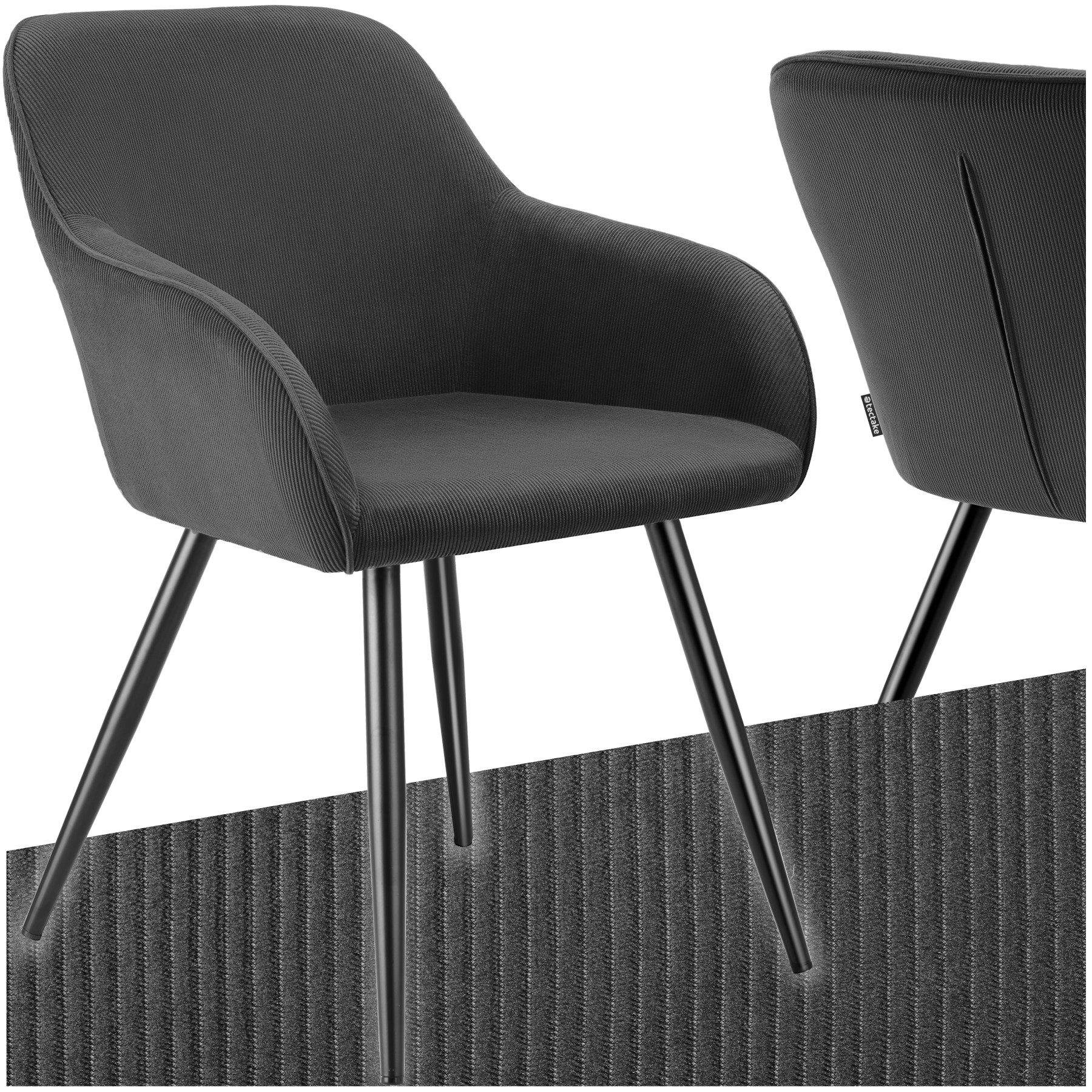 tectake Esszimmerstuhl Küchenstuhl Marilyn, Cordoptik, gepolstert günstig online kaufen