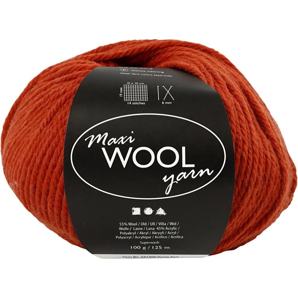 Creotime Dekofigur Wolle Maxi WOOL yarn, L: 125 m, 100 g/ 1 Knäuel Rost