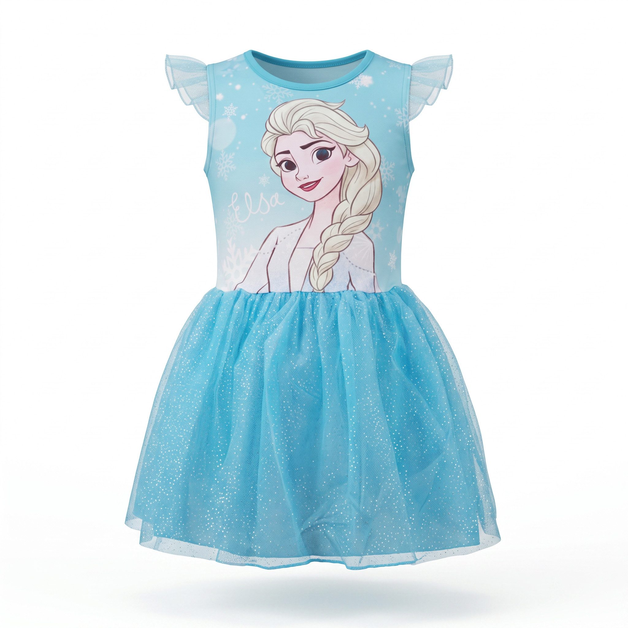 Disney Tüllkleid Disney Die Eiskönigin Elsa Kinder Sommerkleid Kleid Gr. 104 bis 134