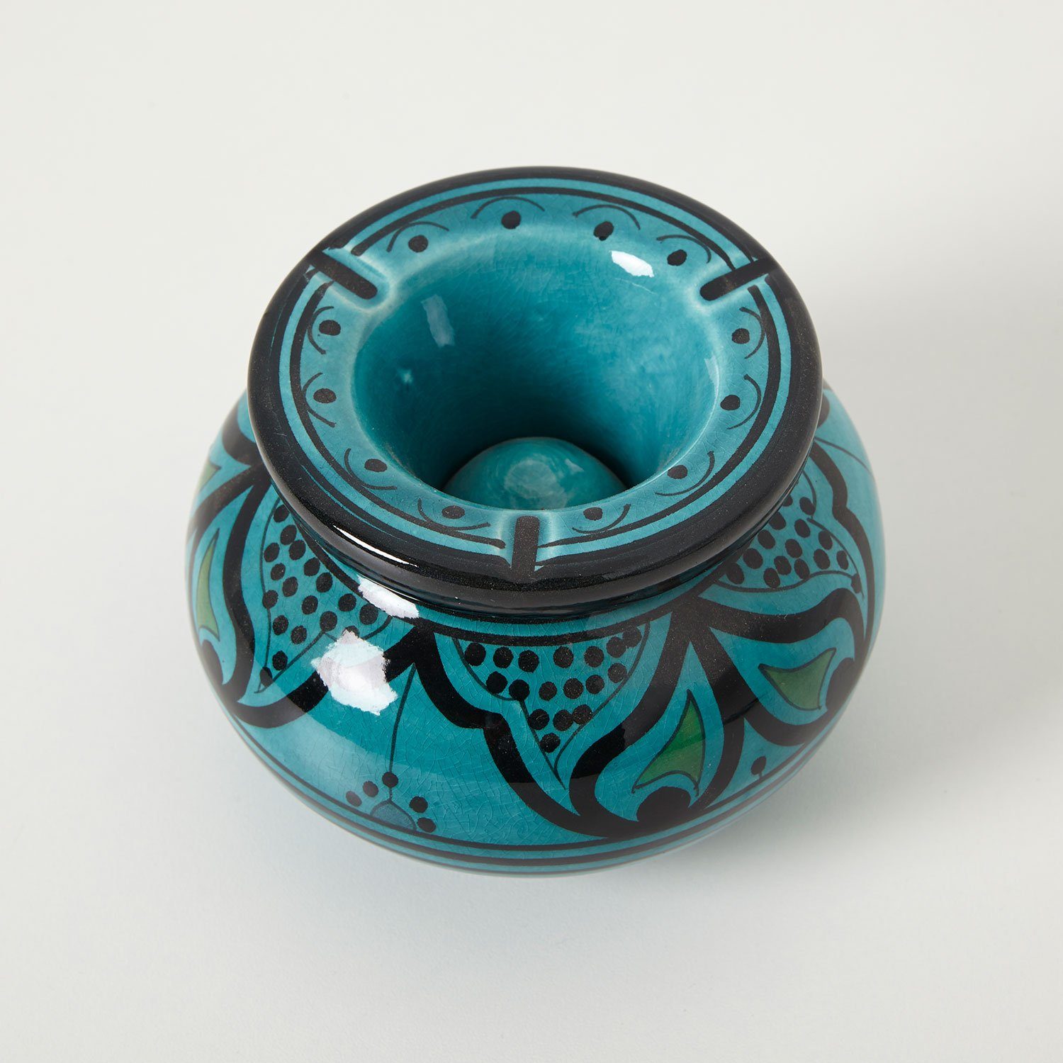 Casa Moro Aschenbecher Marokkanischer Keramik Aschenbecher Windaschenbecher  handgetöpfert, handbemalt, Kunsthandwerk aus Marrakesch