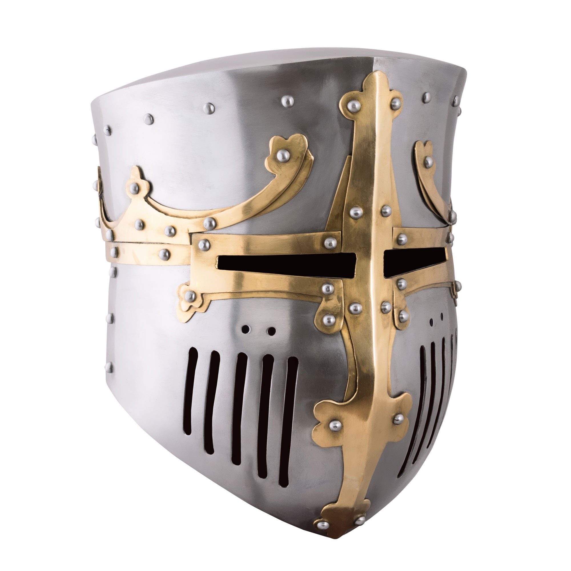 Ritter-Kostüm Kreuzritter-Topfhelm, 13. Jh., 1,2 mm Stahl