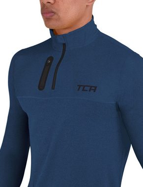 TCA Langarmshirt TCA Herren Langarm Laufshirt mit Reißverschluss - Grün, M (1-tlg)