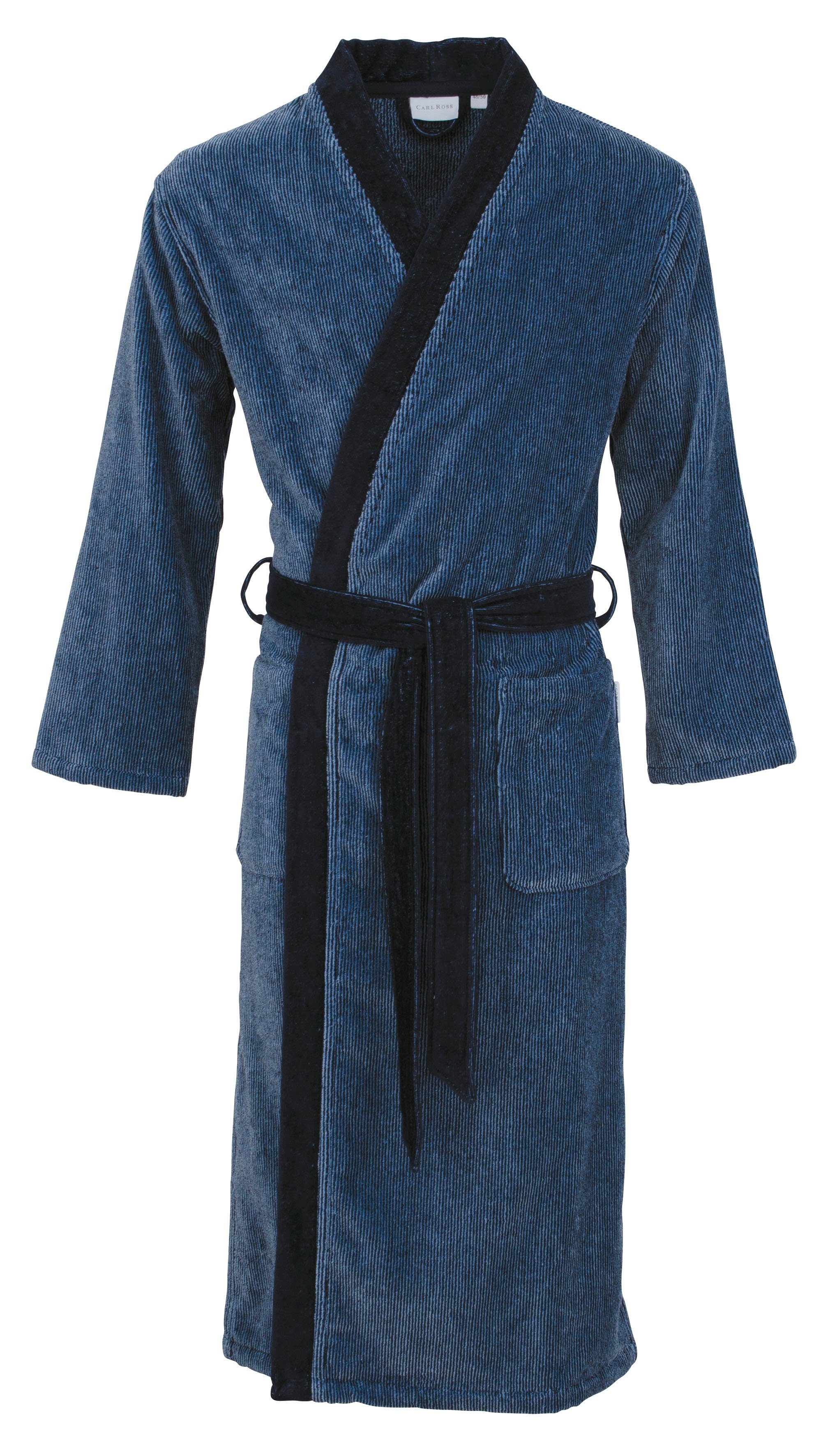 Carl Ross Herrenbademantel 494100, Langform, Velours, Kimono-Kragen, Gürtel