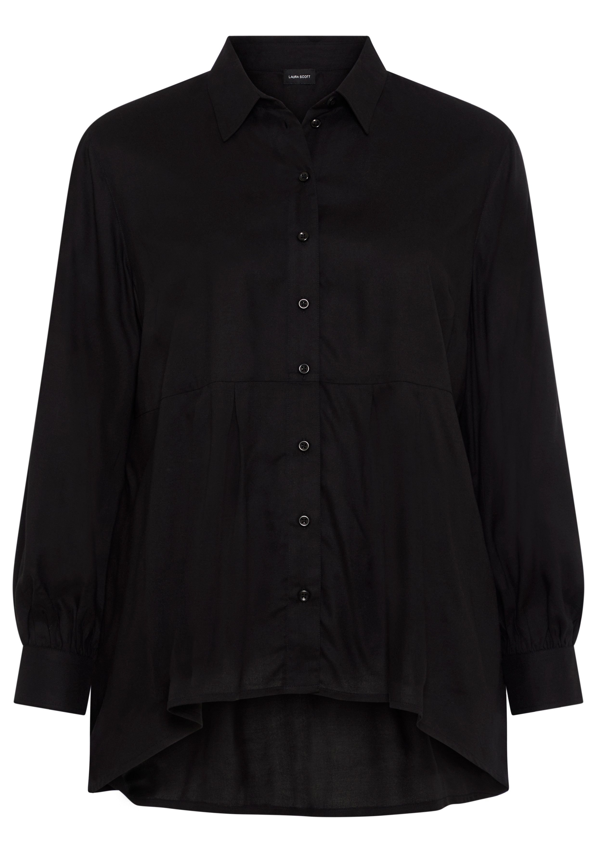 Laura Scott CURVE Longbluse Große Größen femininer Stil, aus Viskose, unifarbene Optik, mit Knöpfen – Bild 5 von 5