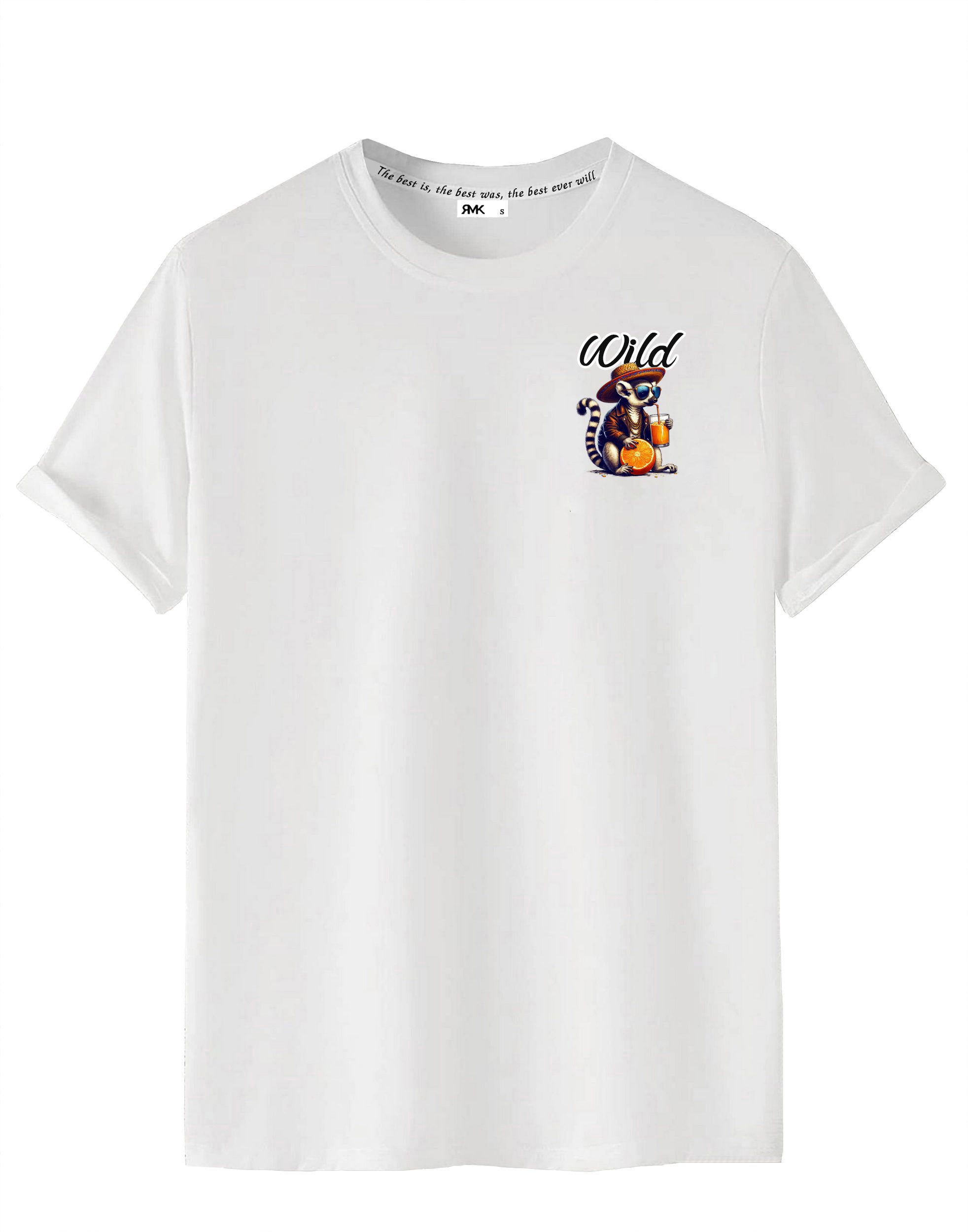 RMK T-Shirt Herren Print-Shirt T-Shirt Basic Vintage Wild Orange aus Baumwolle – Bild 2 von 2