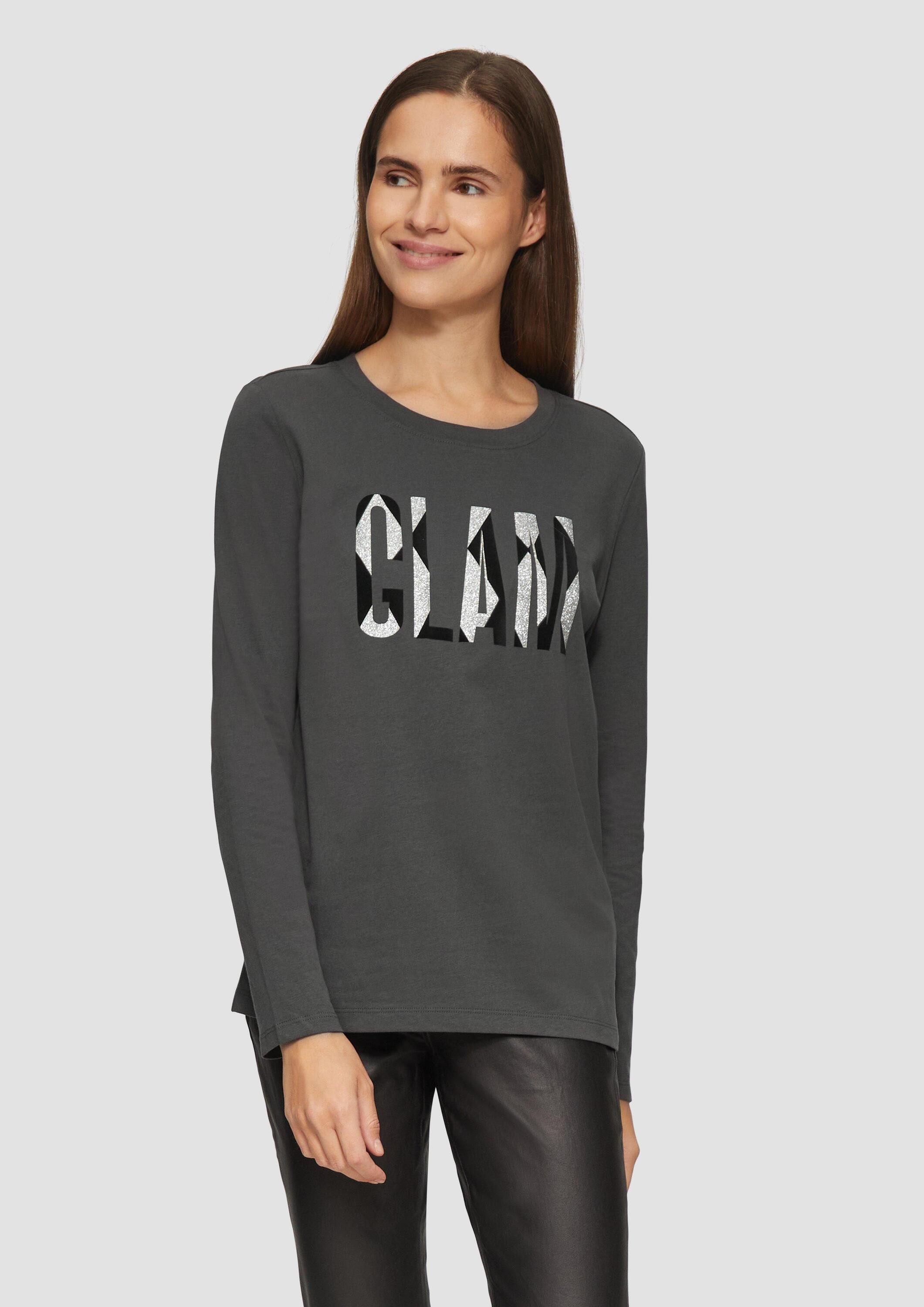 s.Oliver Langarmshirt T-Shirt Weiches Jerseyshirt mit Frontprint und Schmuc günstig online kaufen