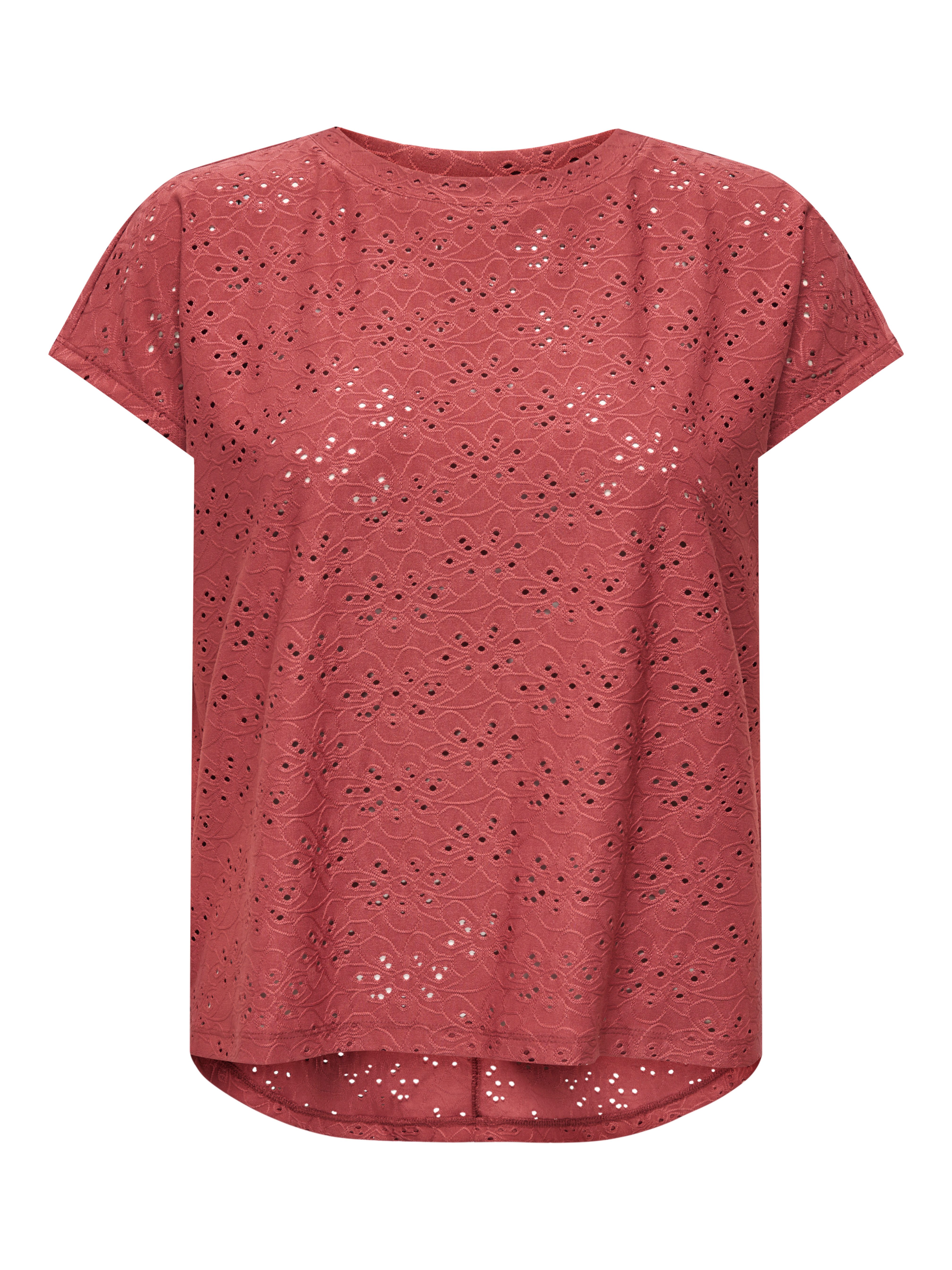 ONLY Kurzarmshirt ONLSMILLA LIFE S/S TOP JRS NOOS regular fit, modisch, Single Jersey, Materialmix, Rundhals, Spitze – Bild 5 von 5