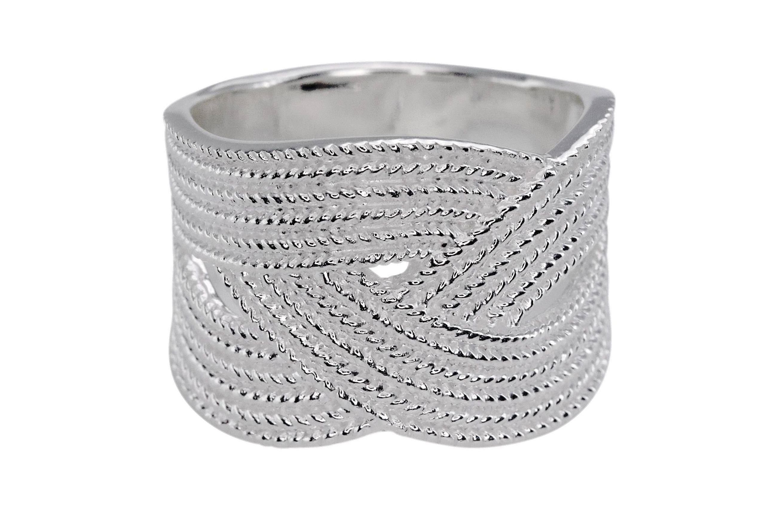 SILBERMOOS Silberring Feiner Flechtring, 925 Sterling Silber