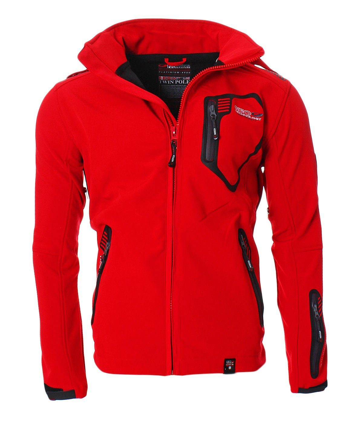 Geographical Norway Softshelljacke Herren Freizeitjacke Sport Outdoor Wander Trekking Jacke in Unifarbe, mit abnehmbarer Kapuze, mit Stehkragen