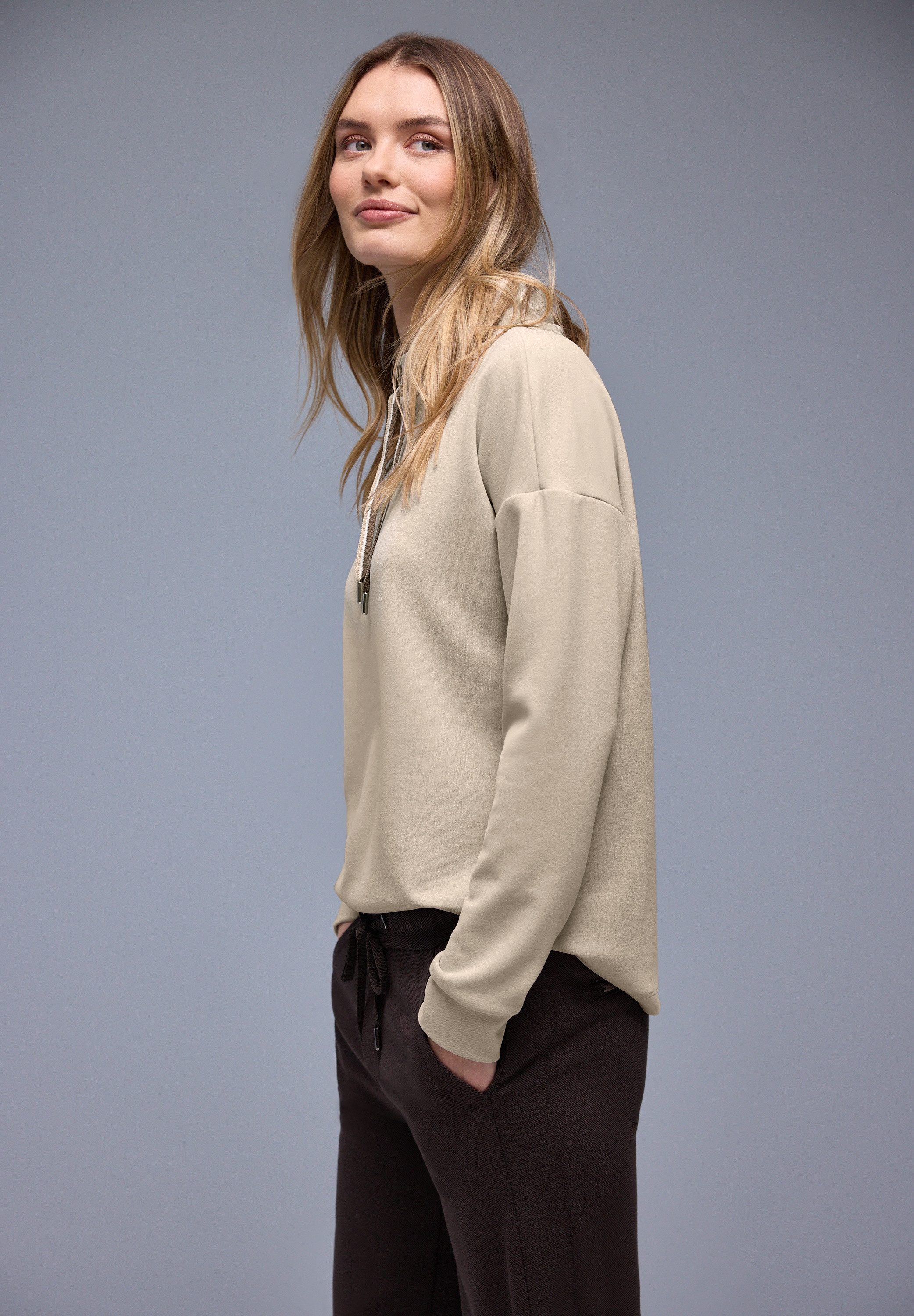 STREET ONE Sweatshirt mit Stehkragen und Kordelzug