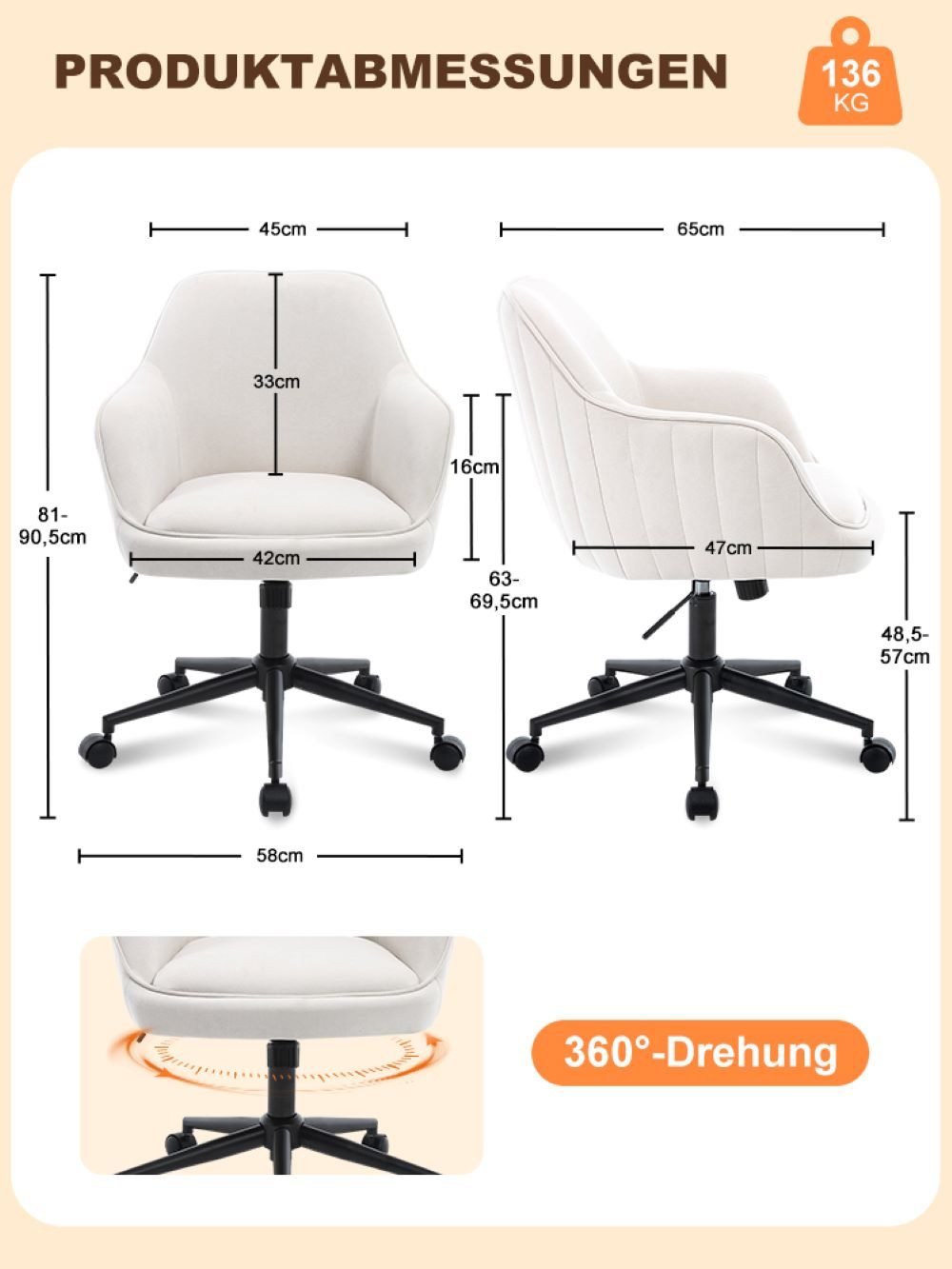 BERYTH Bürostuhl Ergonomischer Schreibtischstuhl für Homeoffice – Höhenvers günstig online kaufen