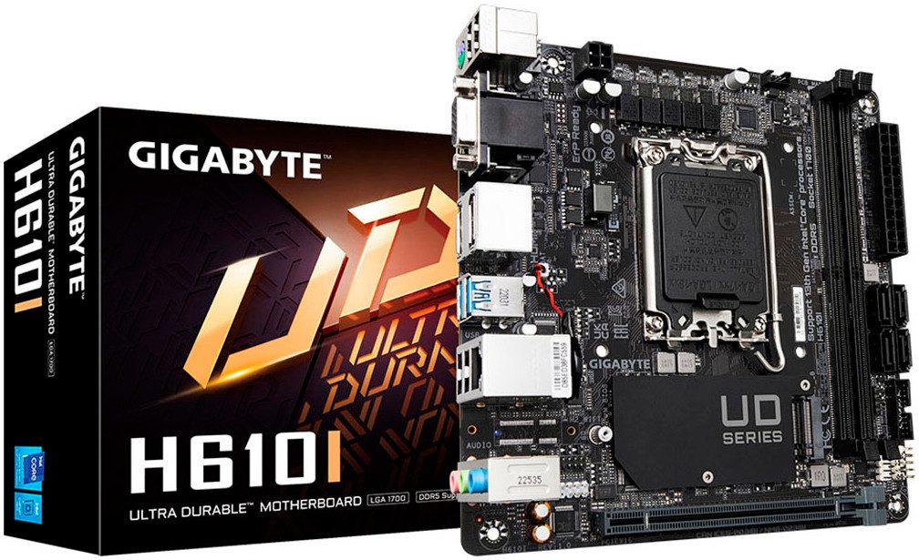Gigabyte H610I Motherboard - Unterstützt Intel Core 14. Generation CPUs, 4+1+1 Mainboard