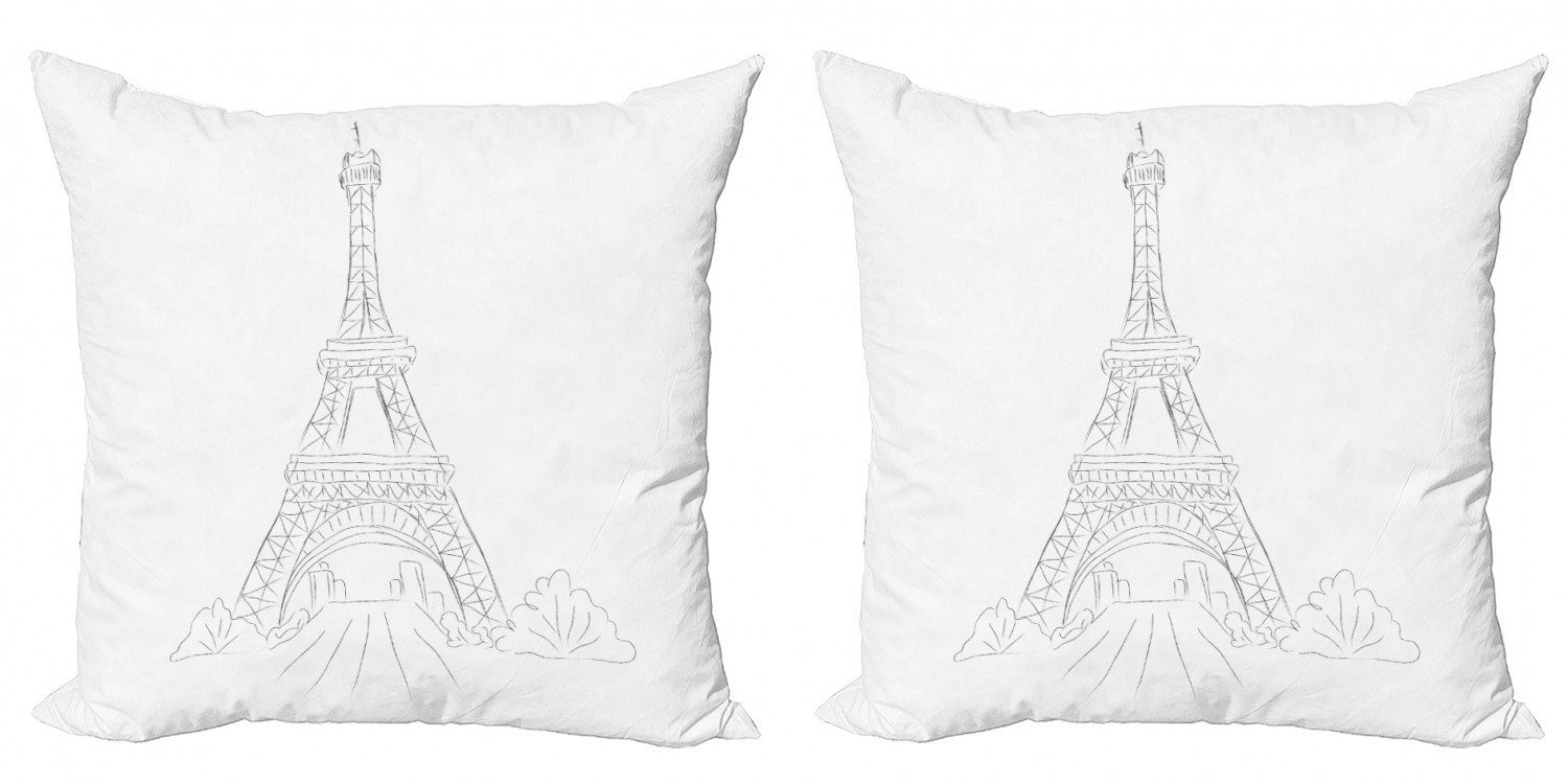 Kissenbezüge Bleistift Modern gezeichneten Eiffelturm Stück), (2 Doppelseitiger Accent Abakuhaus Monument Digitaldruck,