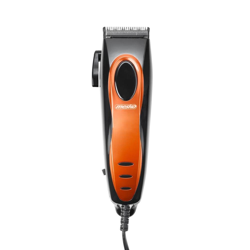 Mesko Haarschneider MS 2830, mit 4 Kamm-Aufsätzen, Klinge aus rostfreiem  Stahl, Haarschneidegerät, Haarschneidemaschine, 1,9 m langes Kabel, schwarz  / orange