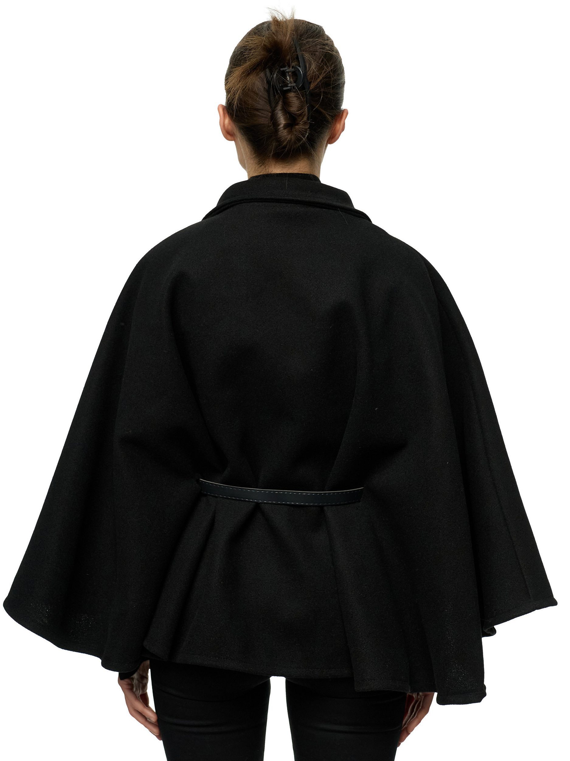 Worldclassca Poncho Worldclassca Poncho Crop Jacke Elegant Umhang Stehkragen mit Gürtel Neue Kollektion - Stilvolle und gemütliche Mode für Damen