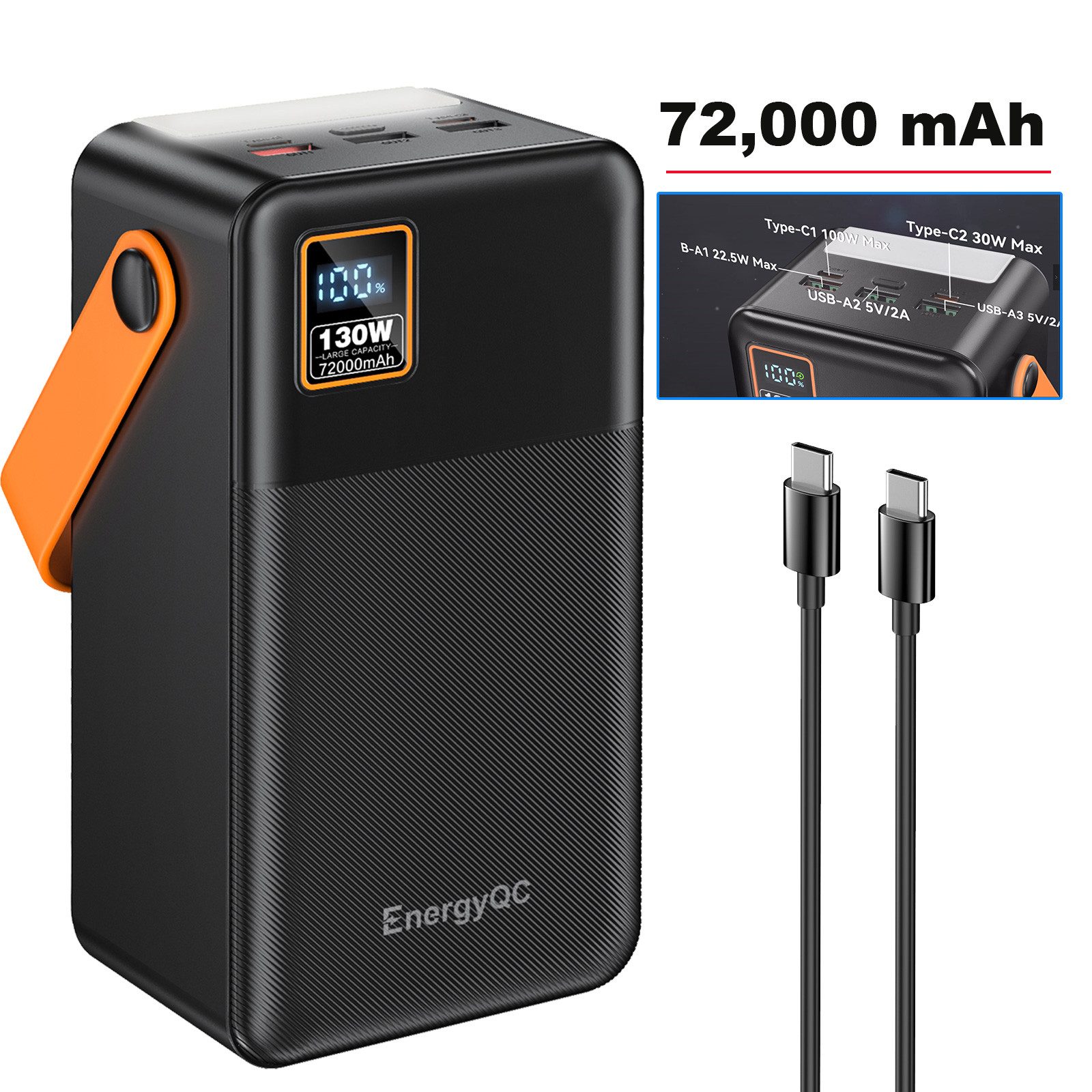 poweradd pro Power Bank 50,000 mAh: PD 3.0 65W USB-C Externer Akku, Powerbank 50000 mAh