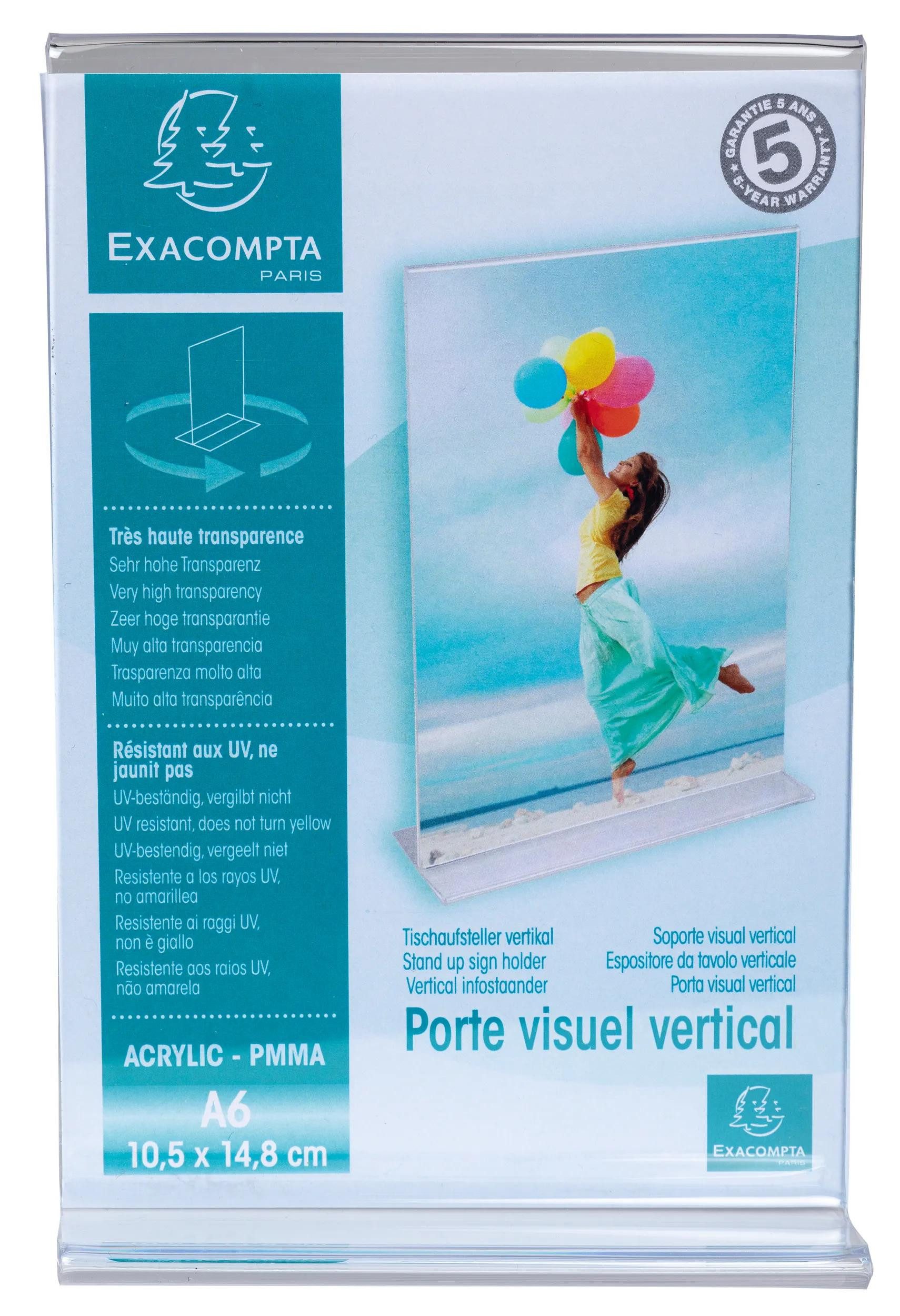 EXACOMPTA Zeitungsständer 30x gerader Tischaufsteller A6, Hochformat, Exacryl, Kristall, 86158D, Tischständer