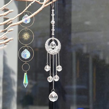 HIBNOPN Windspiel Kristall Sonnenfänger Ornamente mit Mond Dekor Perlen Kugel 3 Stück (3 St)