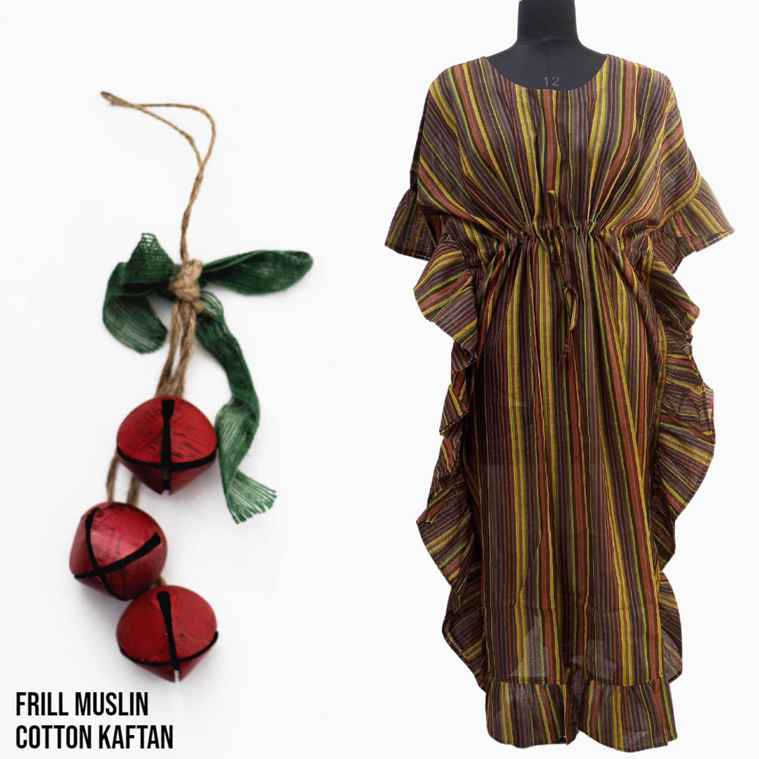 PfauGermany Kaftan Frill Spiral Print Muslin Cotton Kaftan